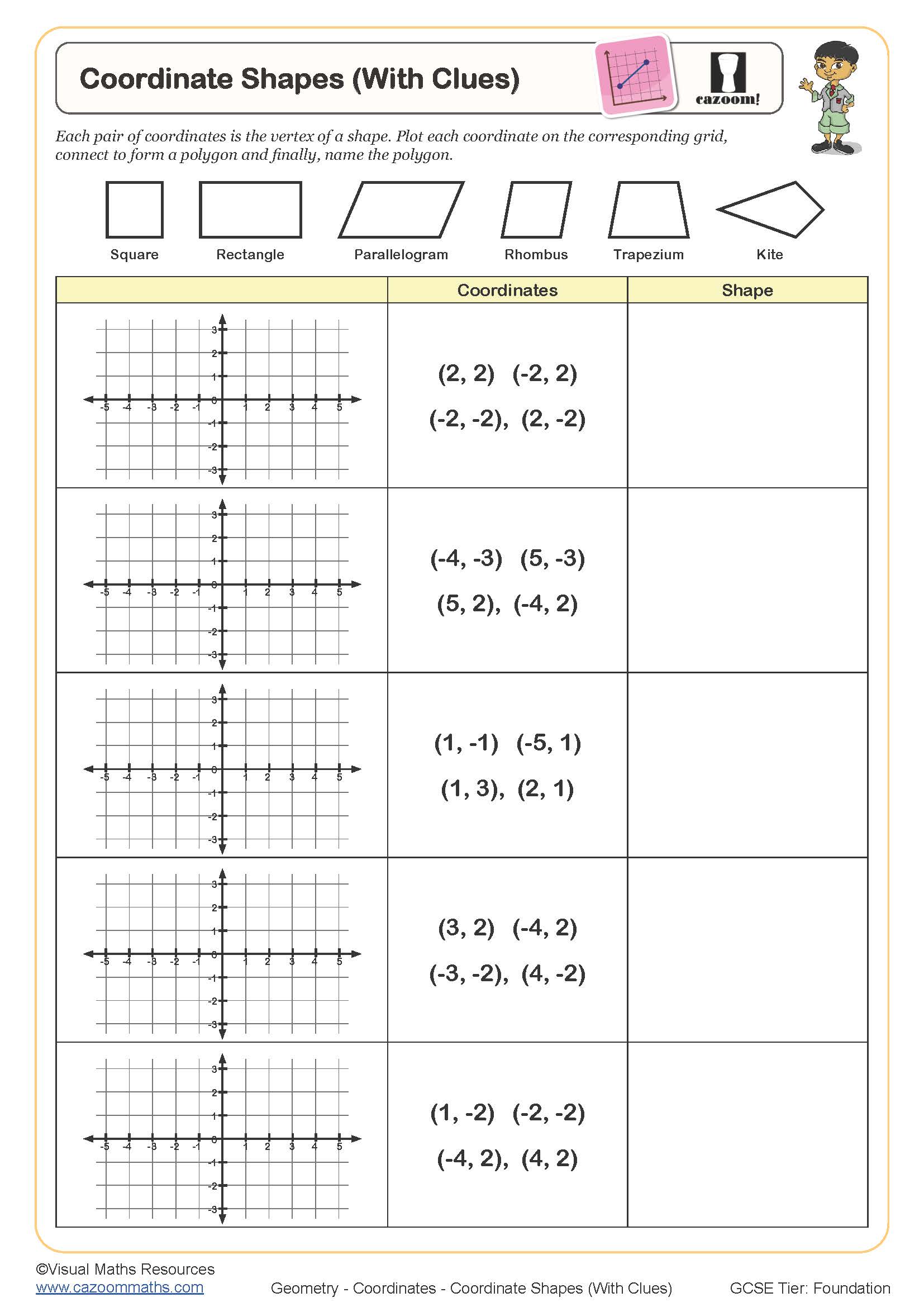 Preview of Coordinate Shapes (With Clues)