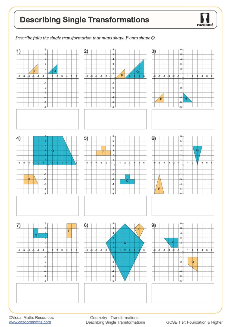 Describing Rotations And Reflections Worksheet Cazoom Maths Worksheets