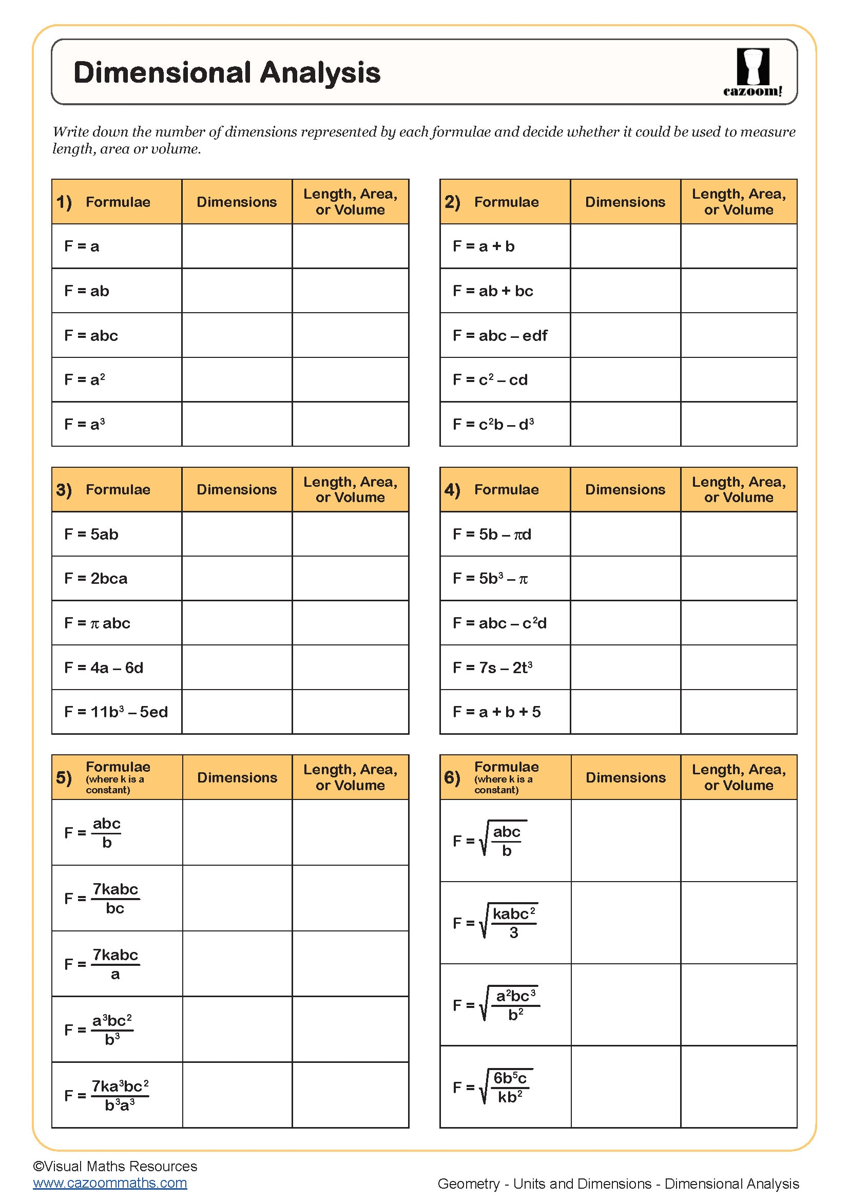 Preview of Dimensional Analysis