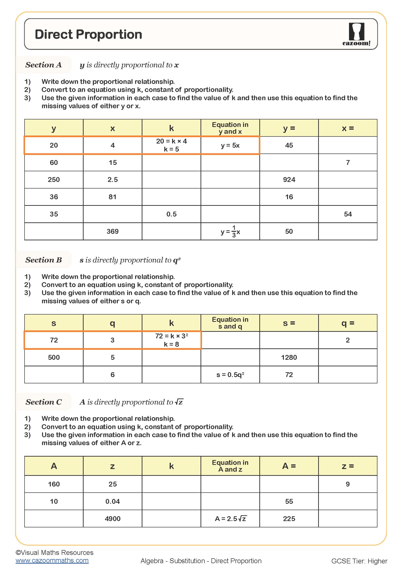 Proportional Relationship Worksheet