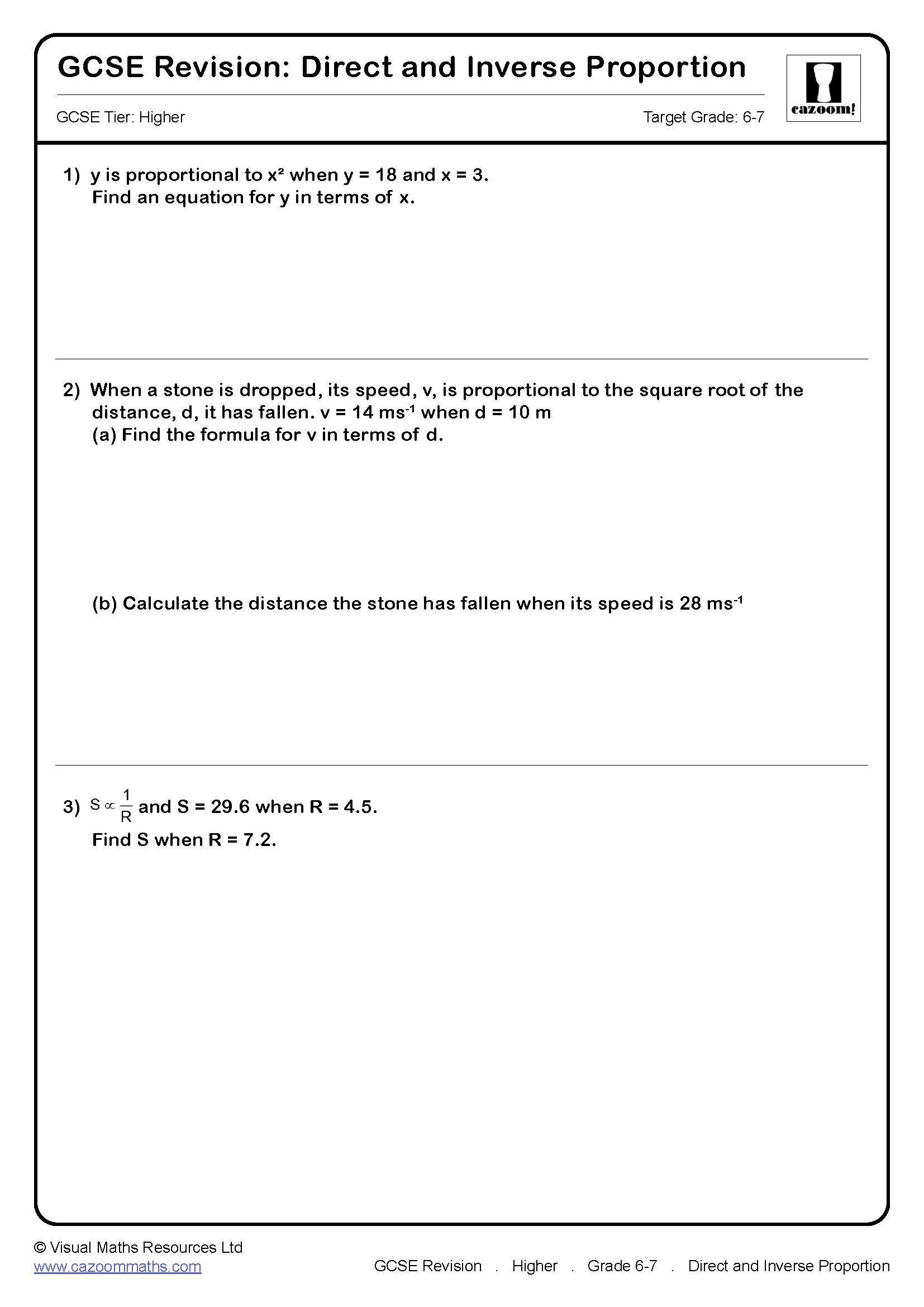 Preview of Direct and Inverse Proportion