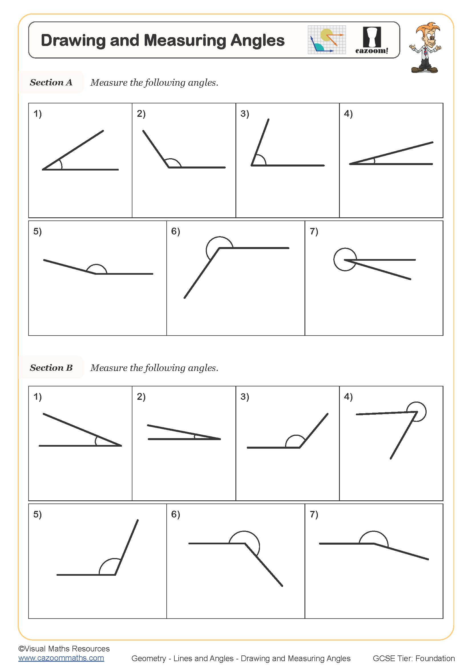 Drawing and Measuring Angles Worksheet fit for students in year 7 and year 8
