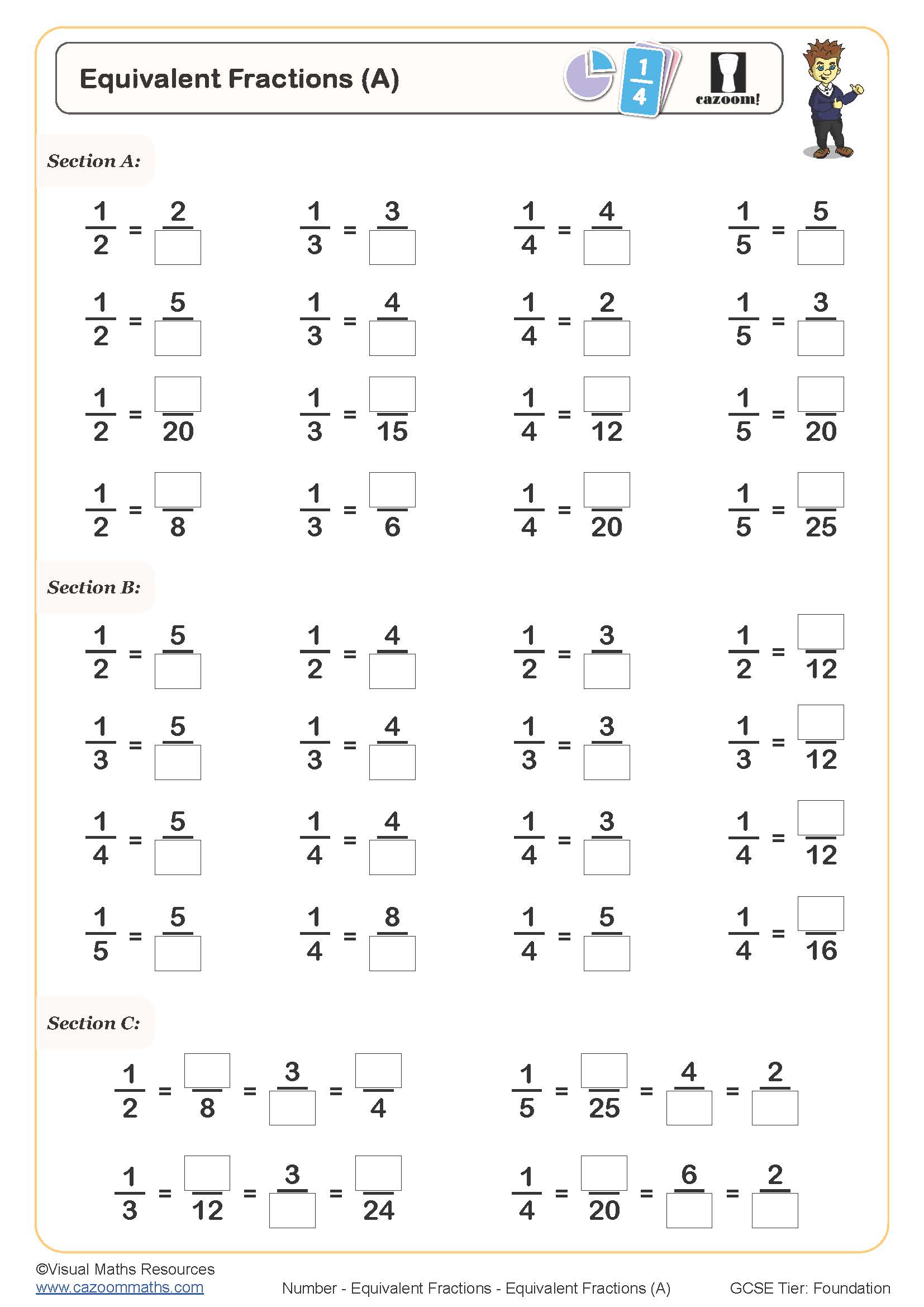 Preview of Equivalent Fractions (A)