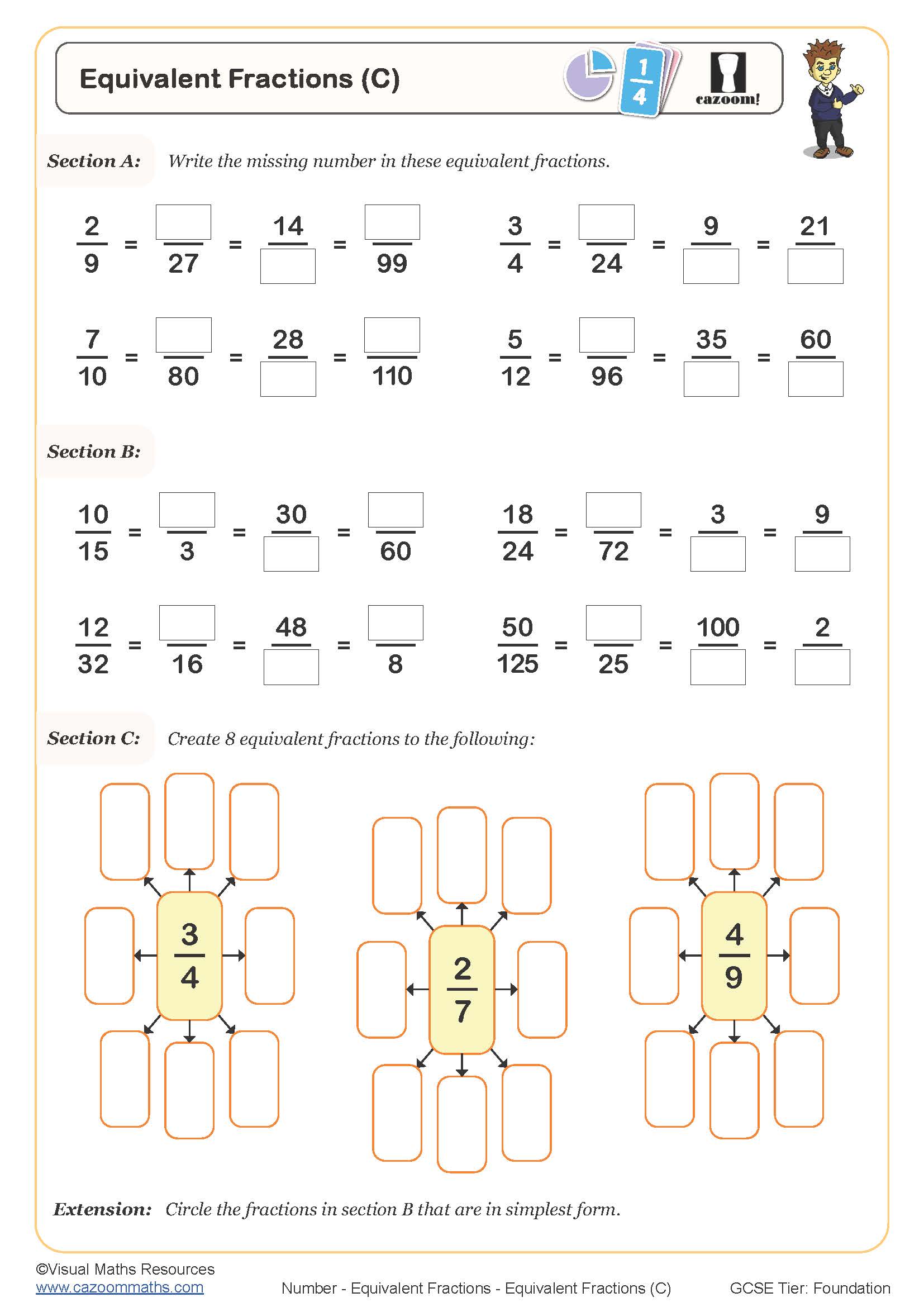 Preview of Equivalent Fractions (C)