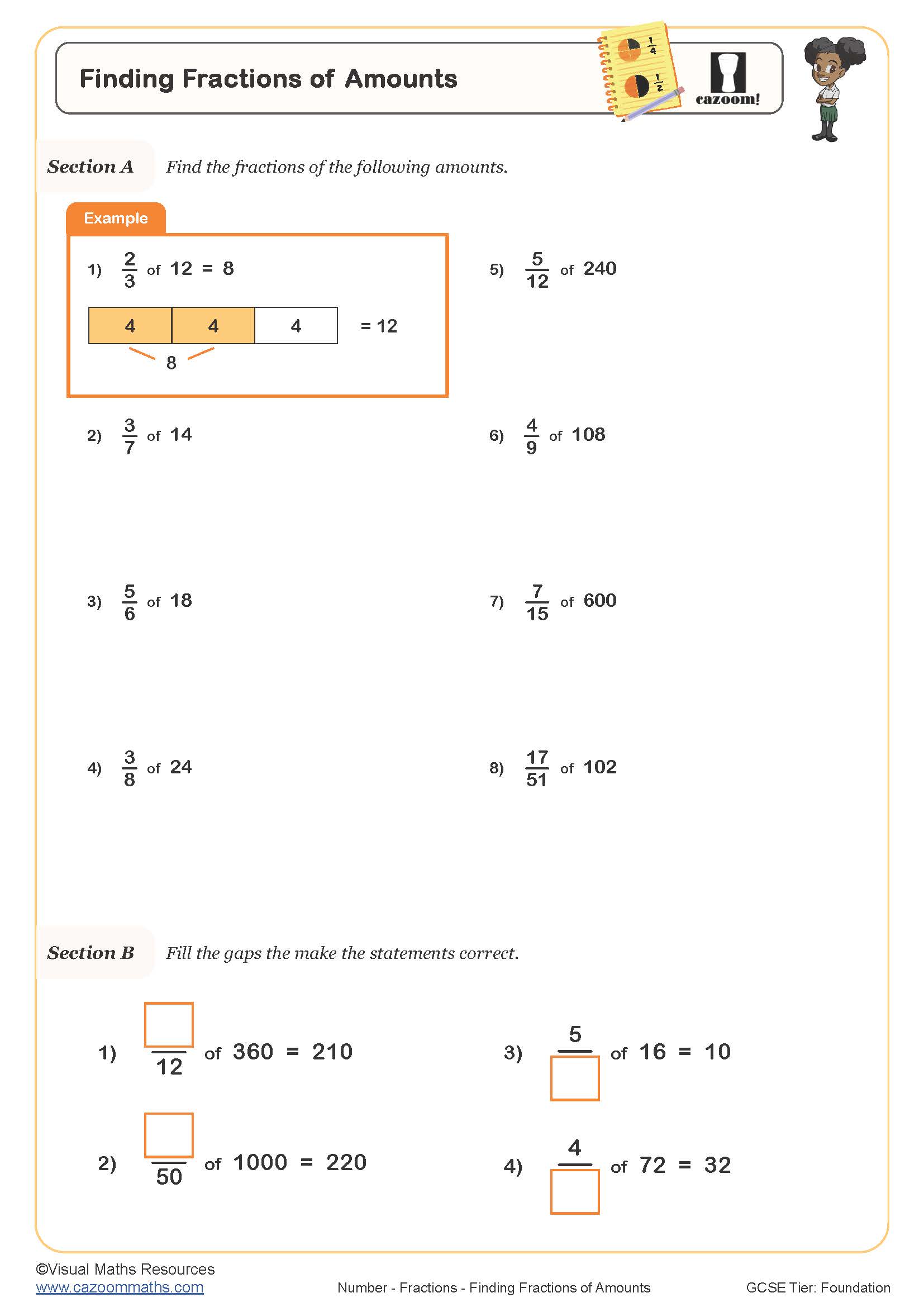 Preview of Finding Fractions of Amounts