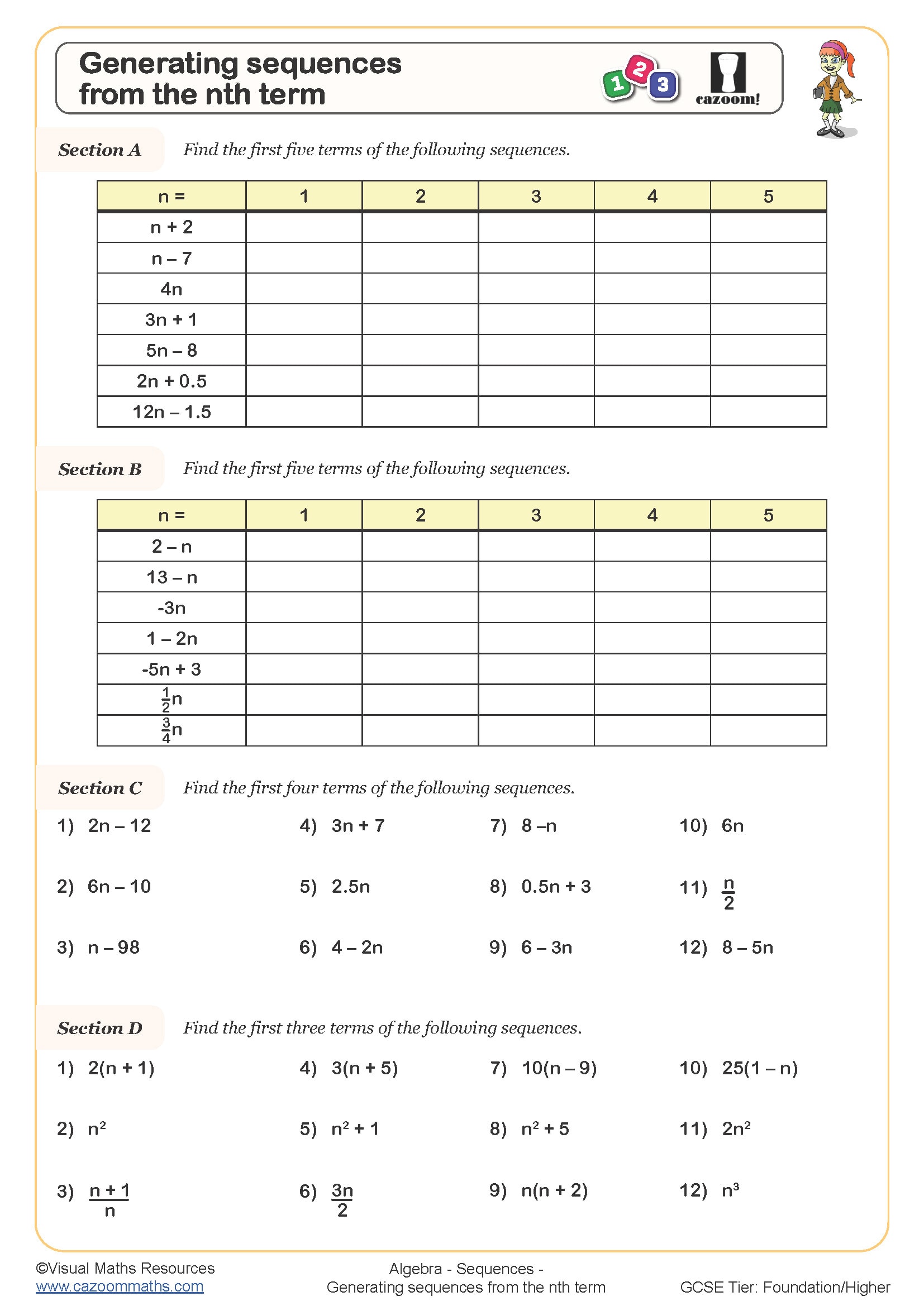 Preview of Generating Sequences from the Nth Term