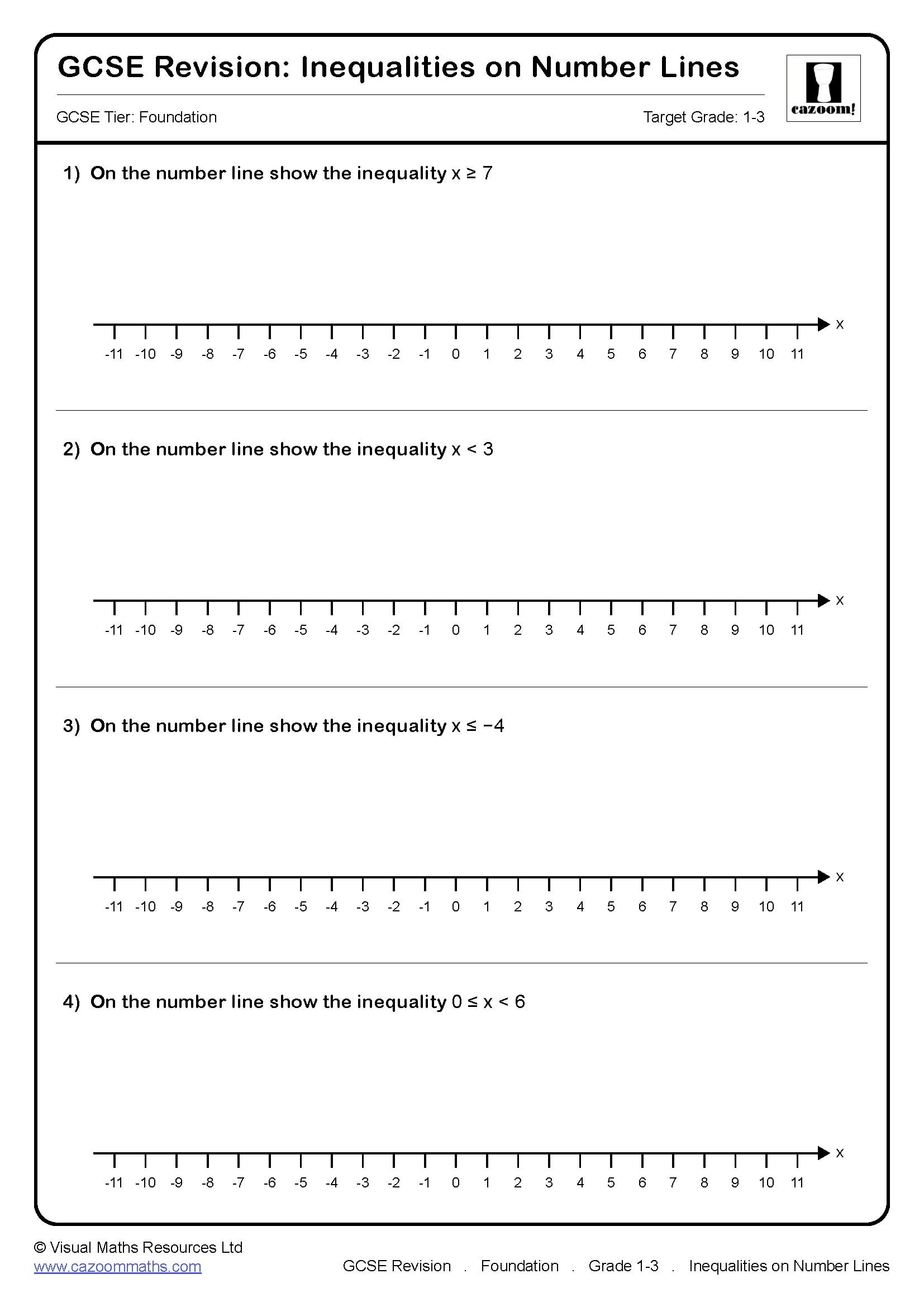 Inequalities On Number Lines GCSE Maths Revision