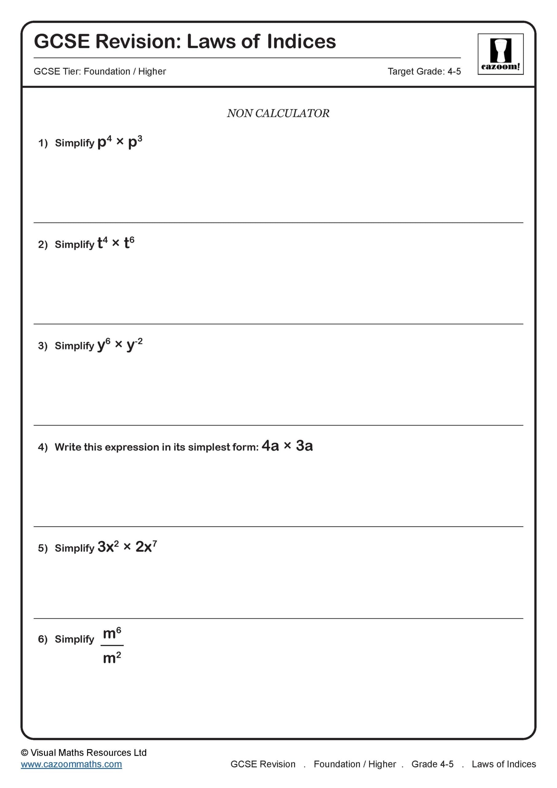 Preview of Laws of Indices