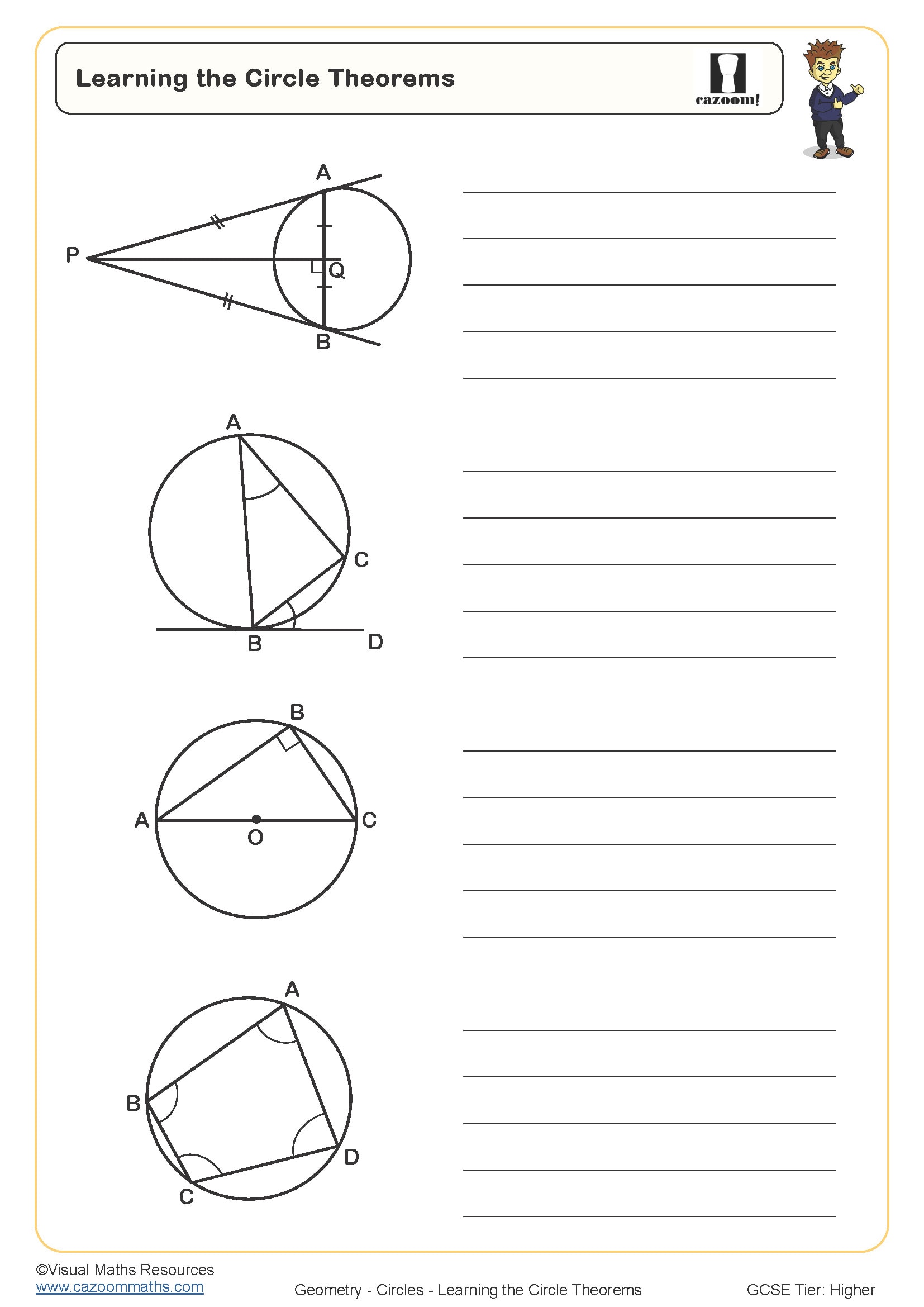 Learning The Circle Theorems Worksheet