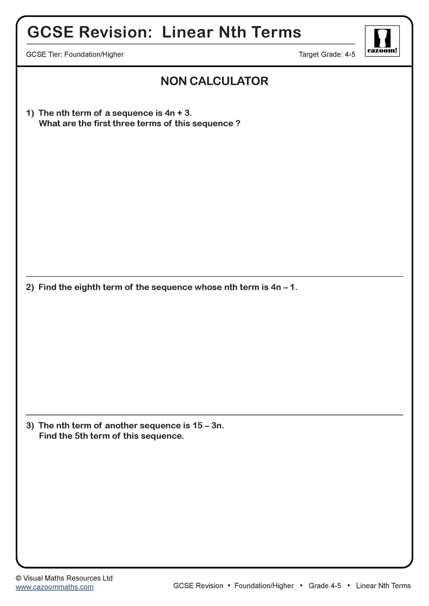 Linear Nth Terms GCSE Maths Revision Scaled