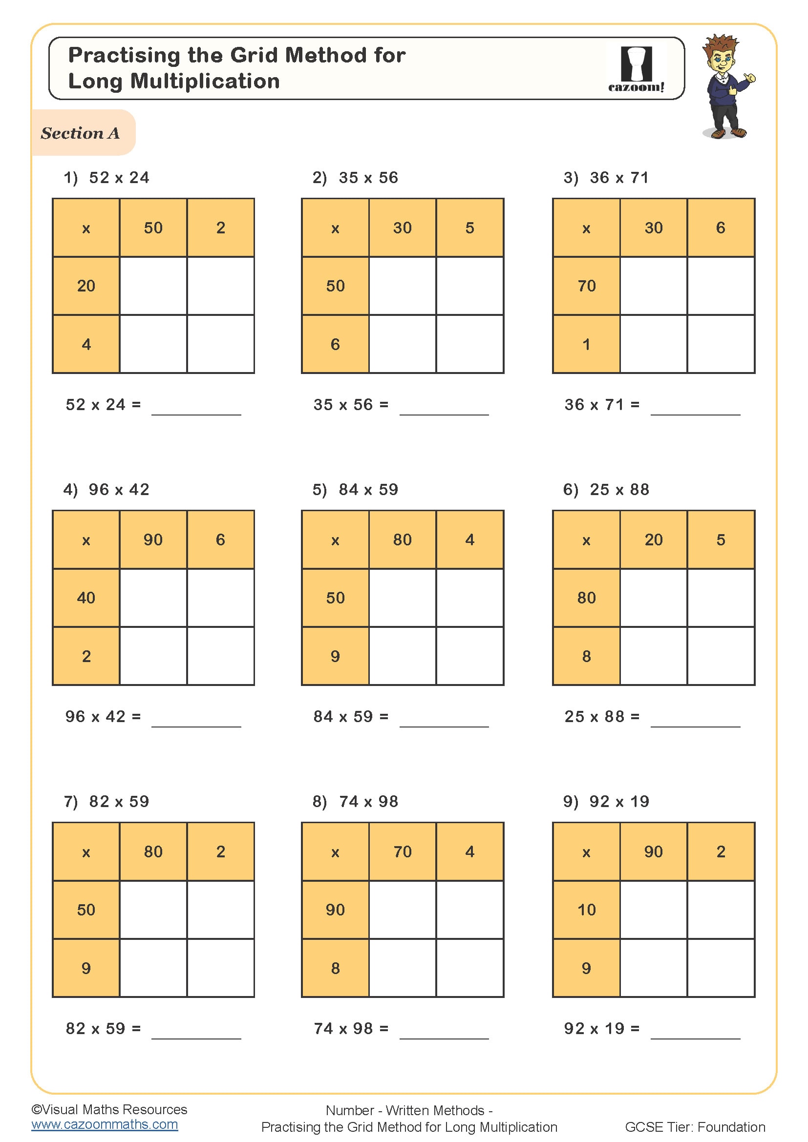 Preview of Practising the Grid Method for Long Multiplication