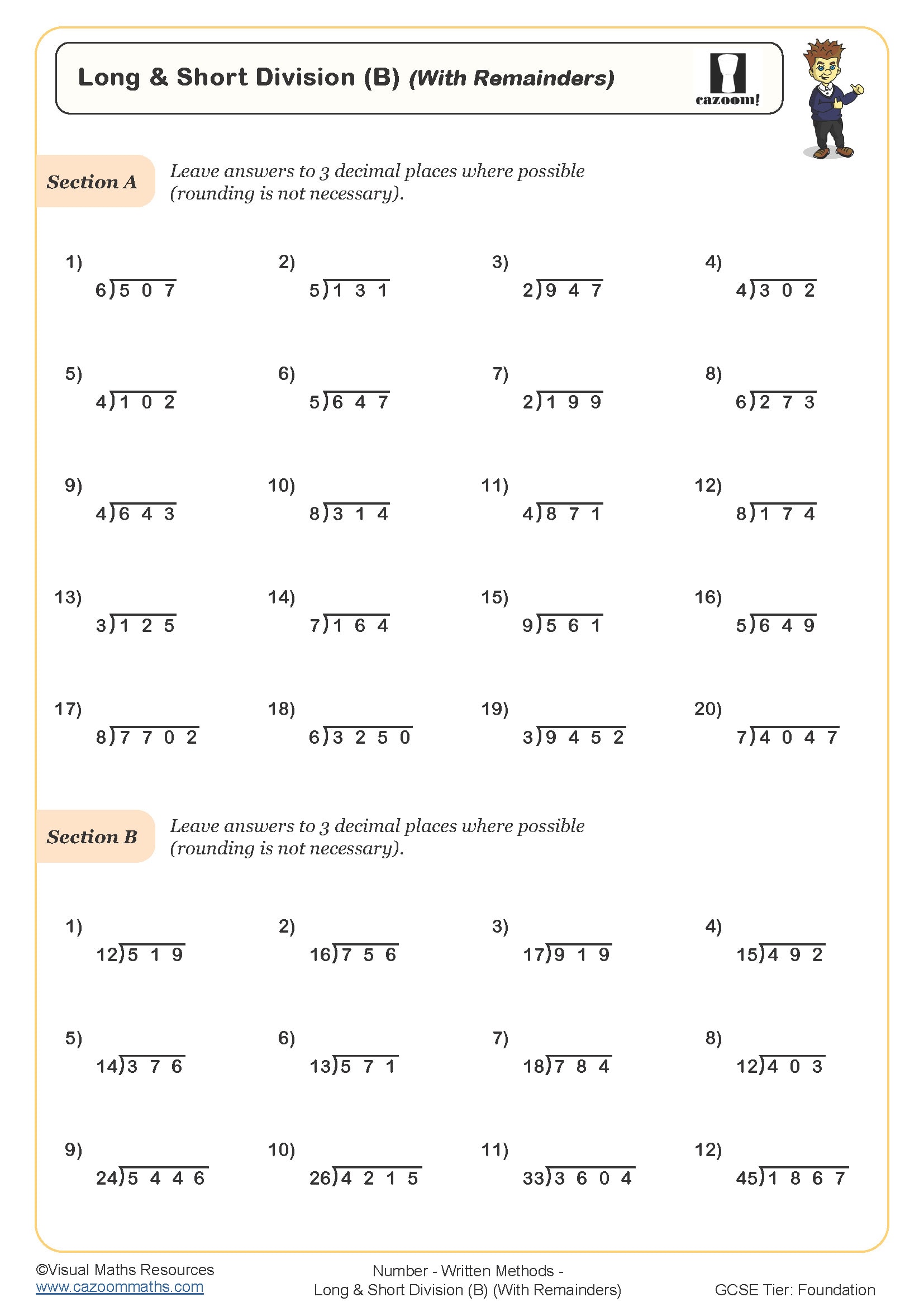 Preview of Long and Short Division (B)