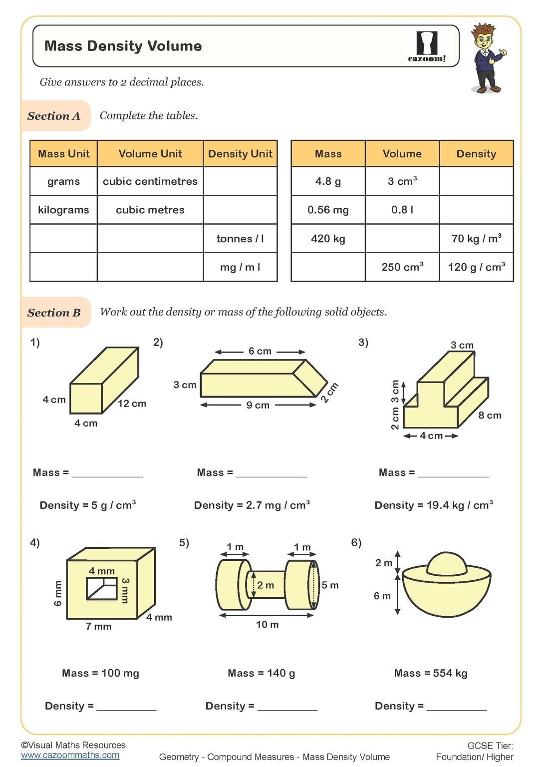 Mass Density Volume Worksheet Printable Maths Worksheets mass-density-volume-worksheet-printable-maths-worksheets