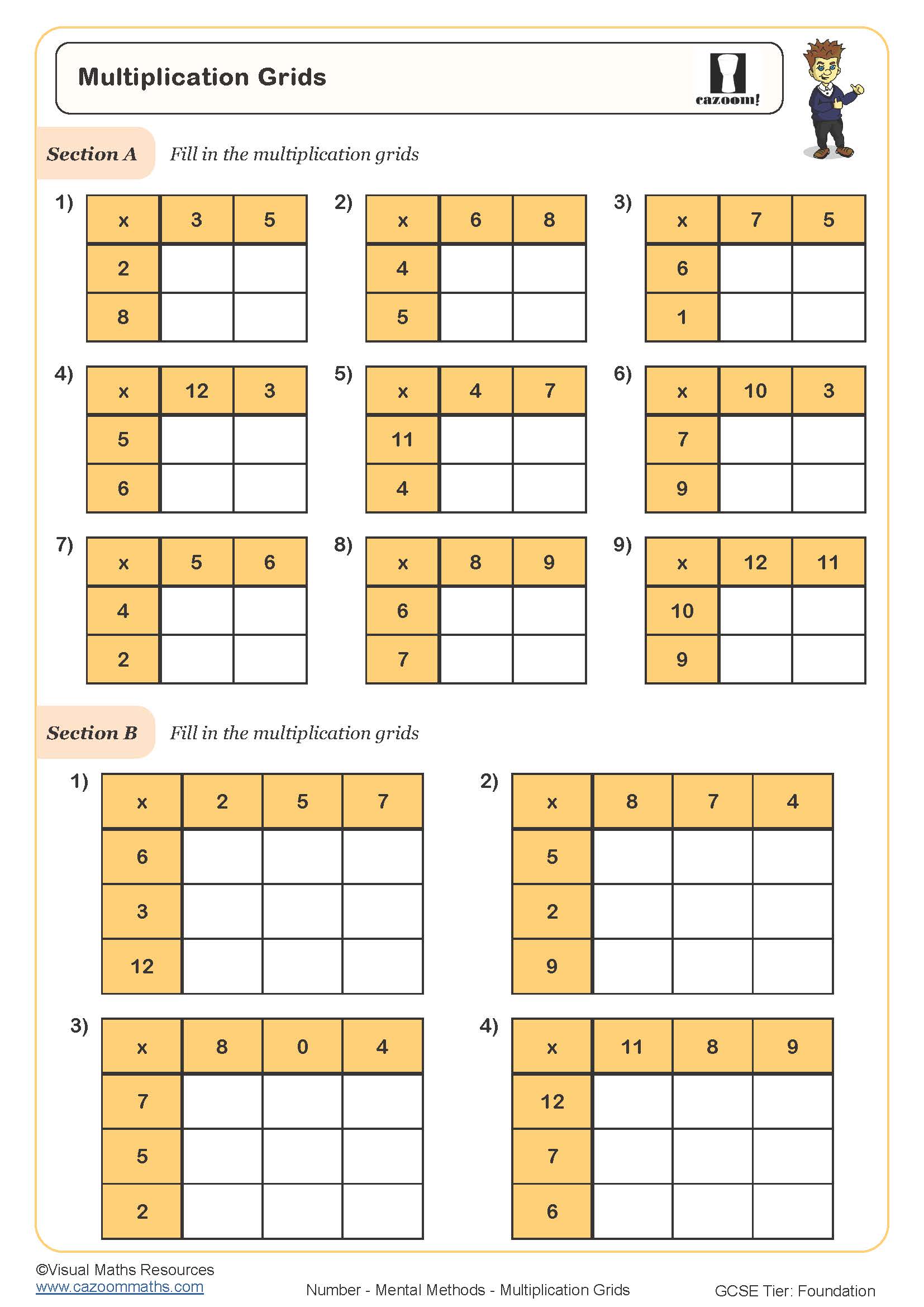 Preview of Multiplication Grids