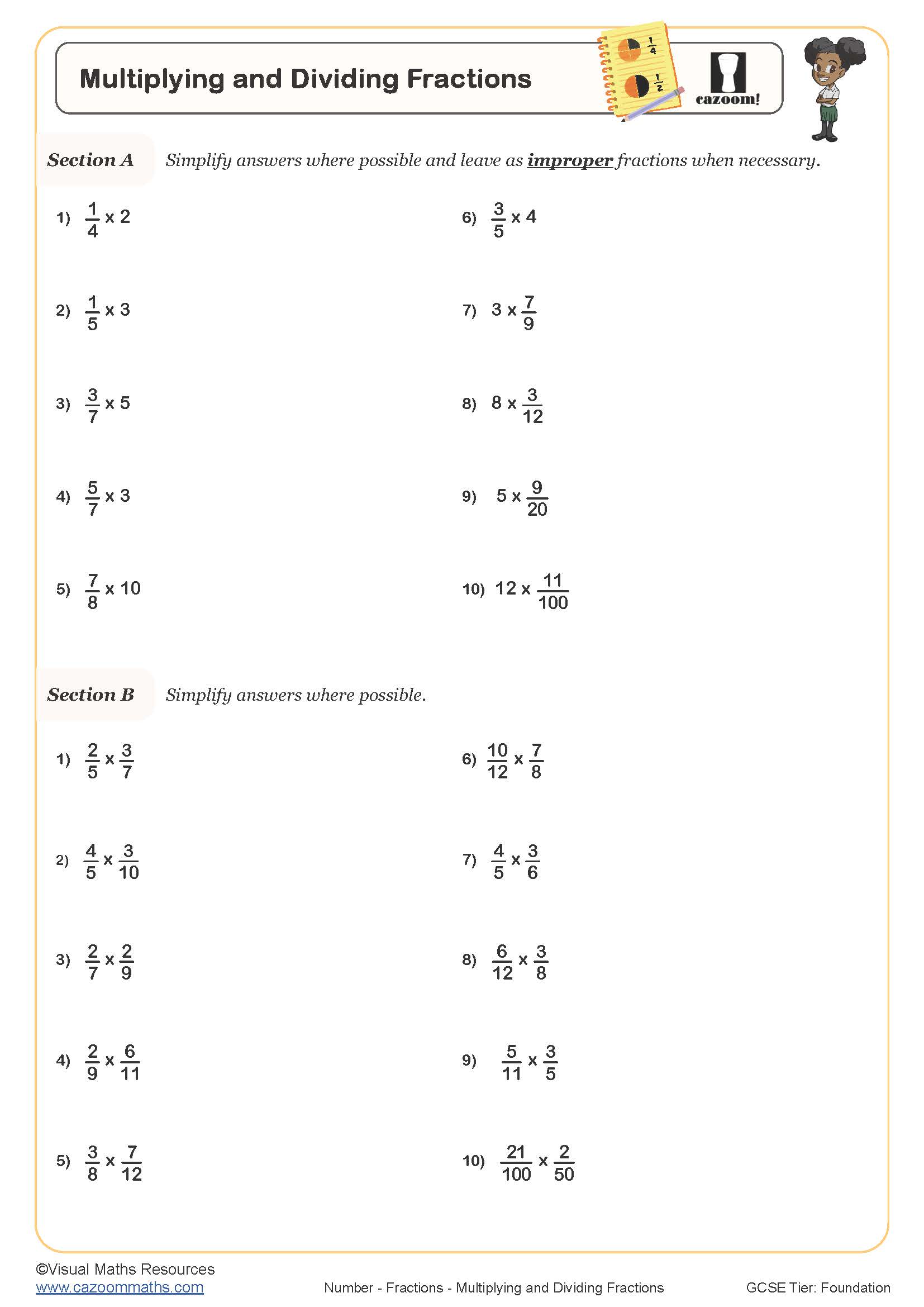 Preview of Multiplying and Dividing Fractions