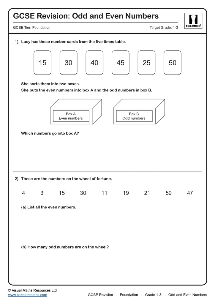 Odd and Even Numbers GCSE Questions | GCSE Revision Questions
