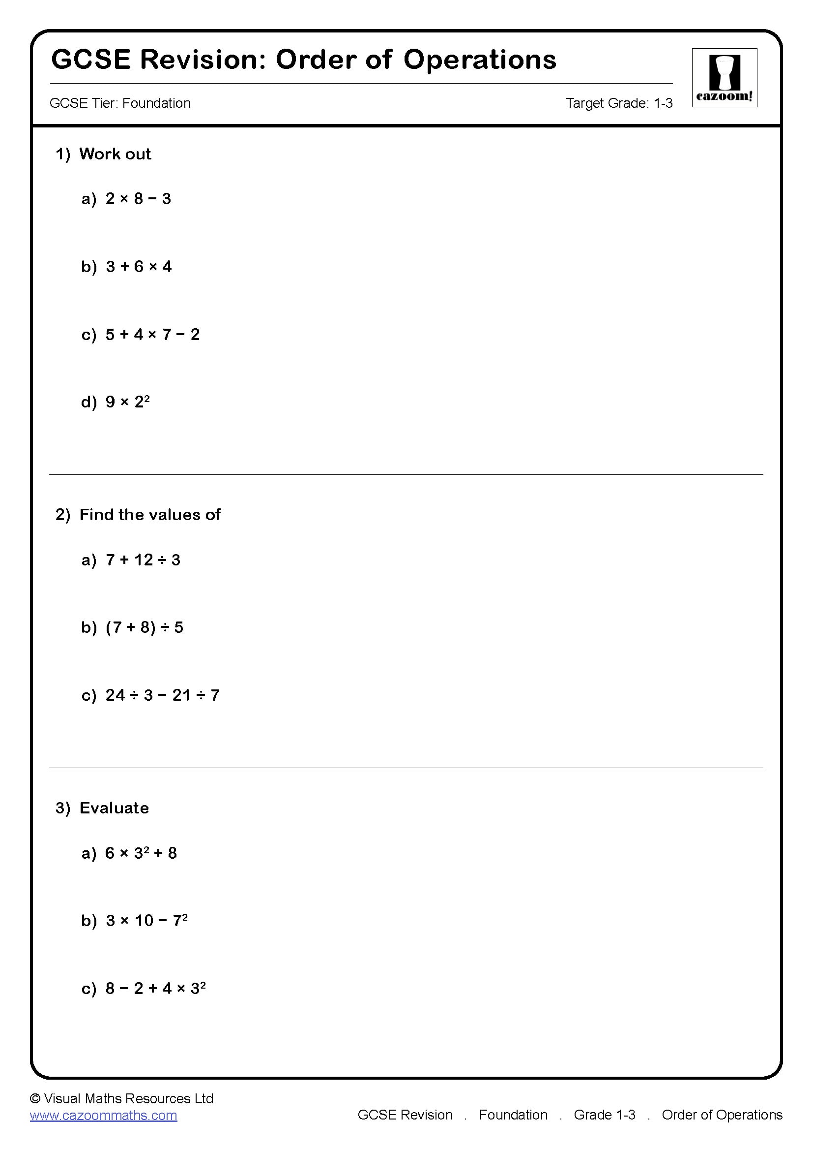 Order Of Operations GCSE Maths Revision