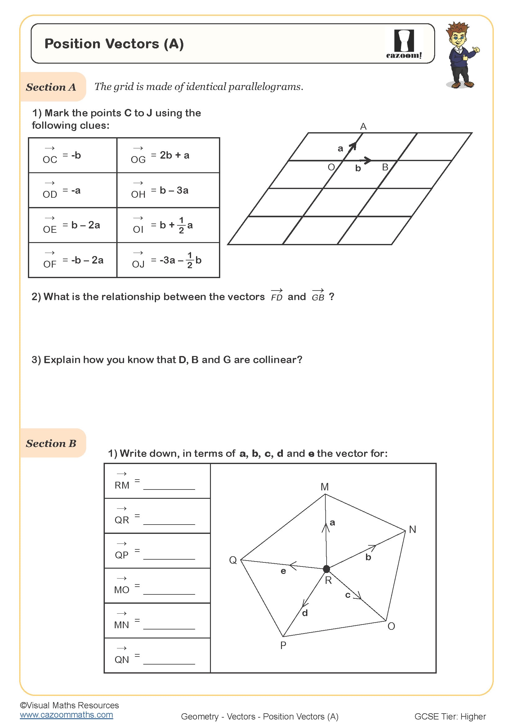 Preview of Position Vectors (A)