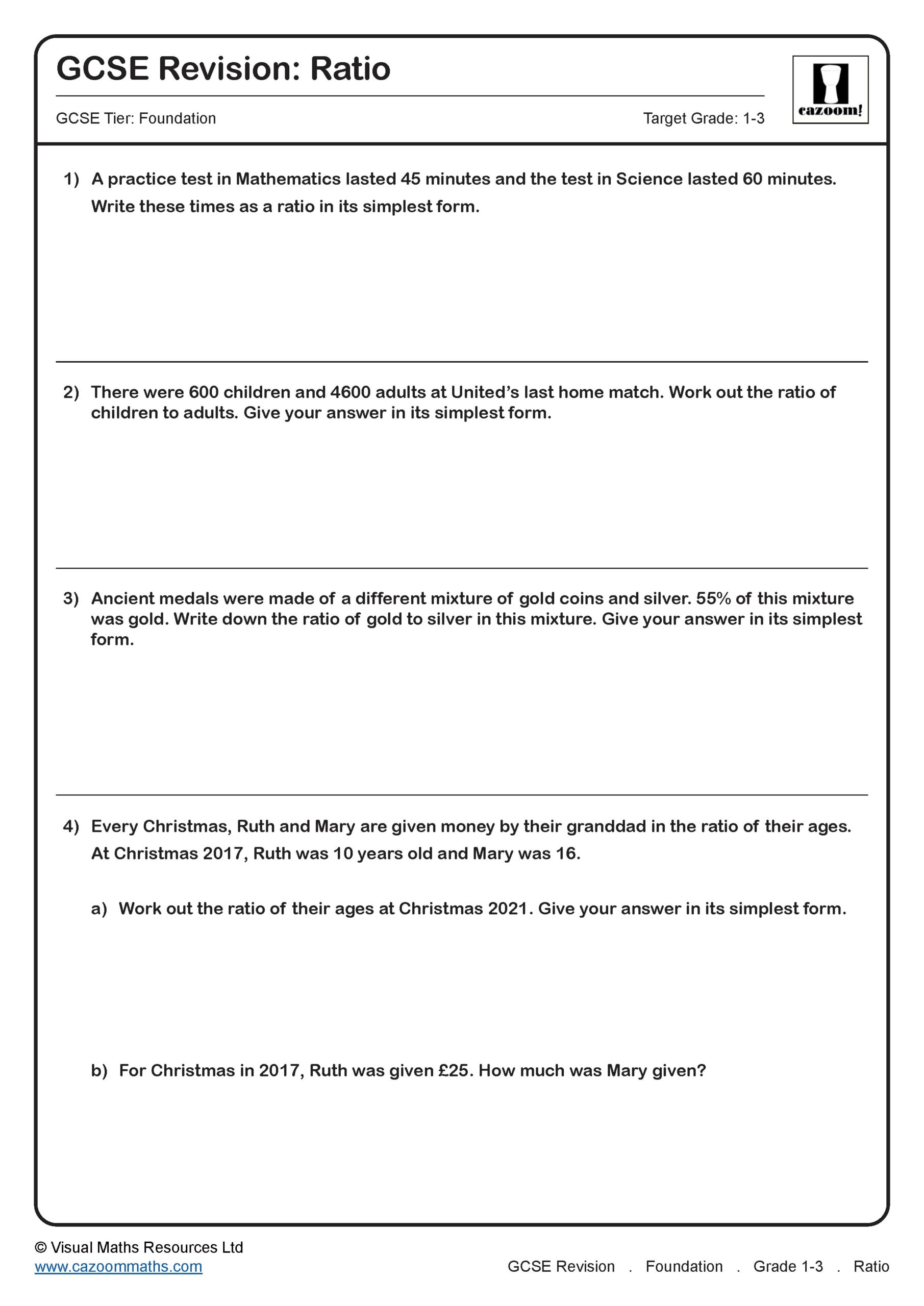 Ratio GCSE Maths Revision Scaled