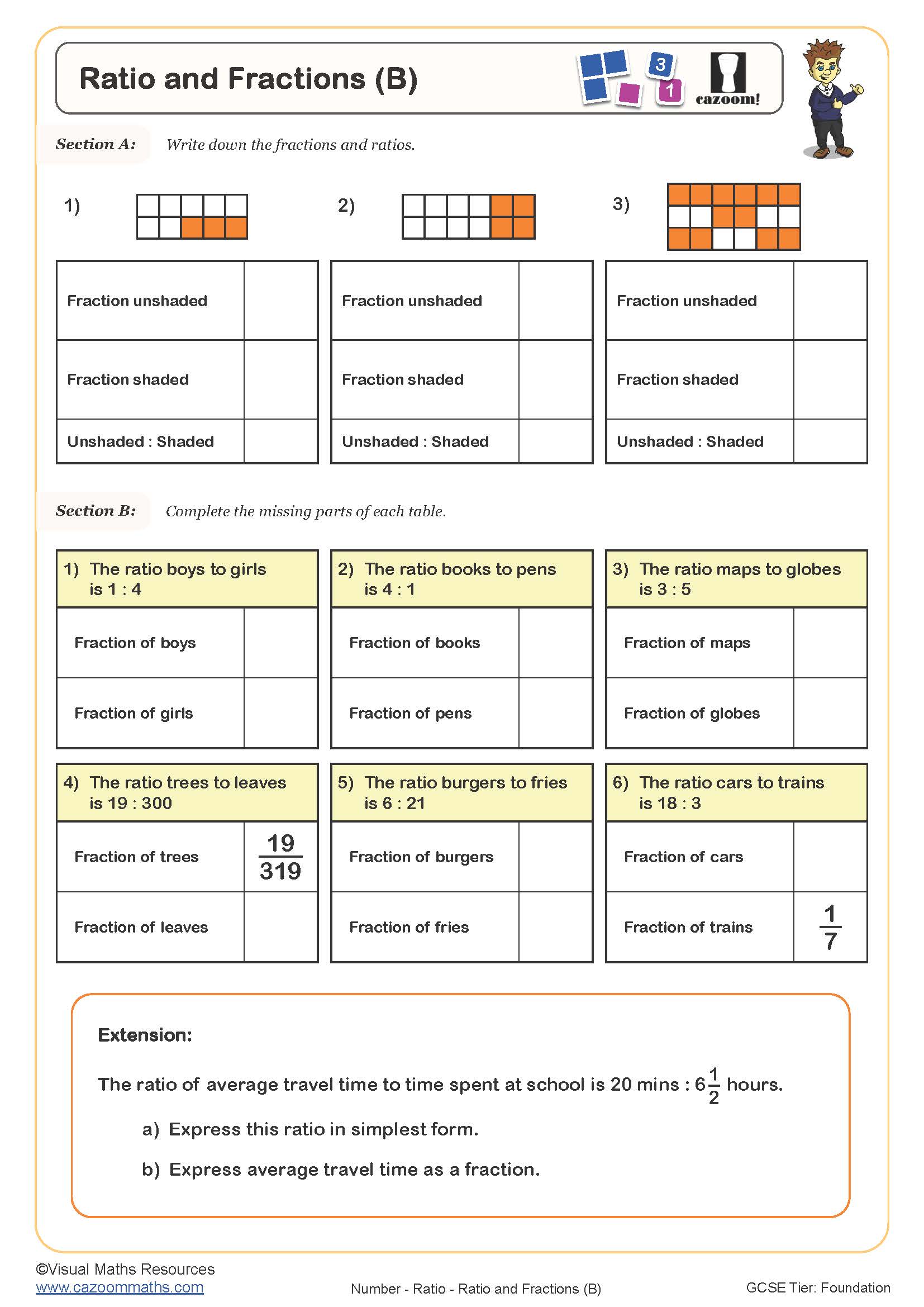 Preview of Ratio and Fractions (B)