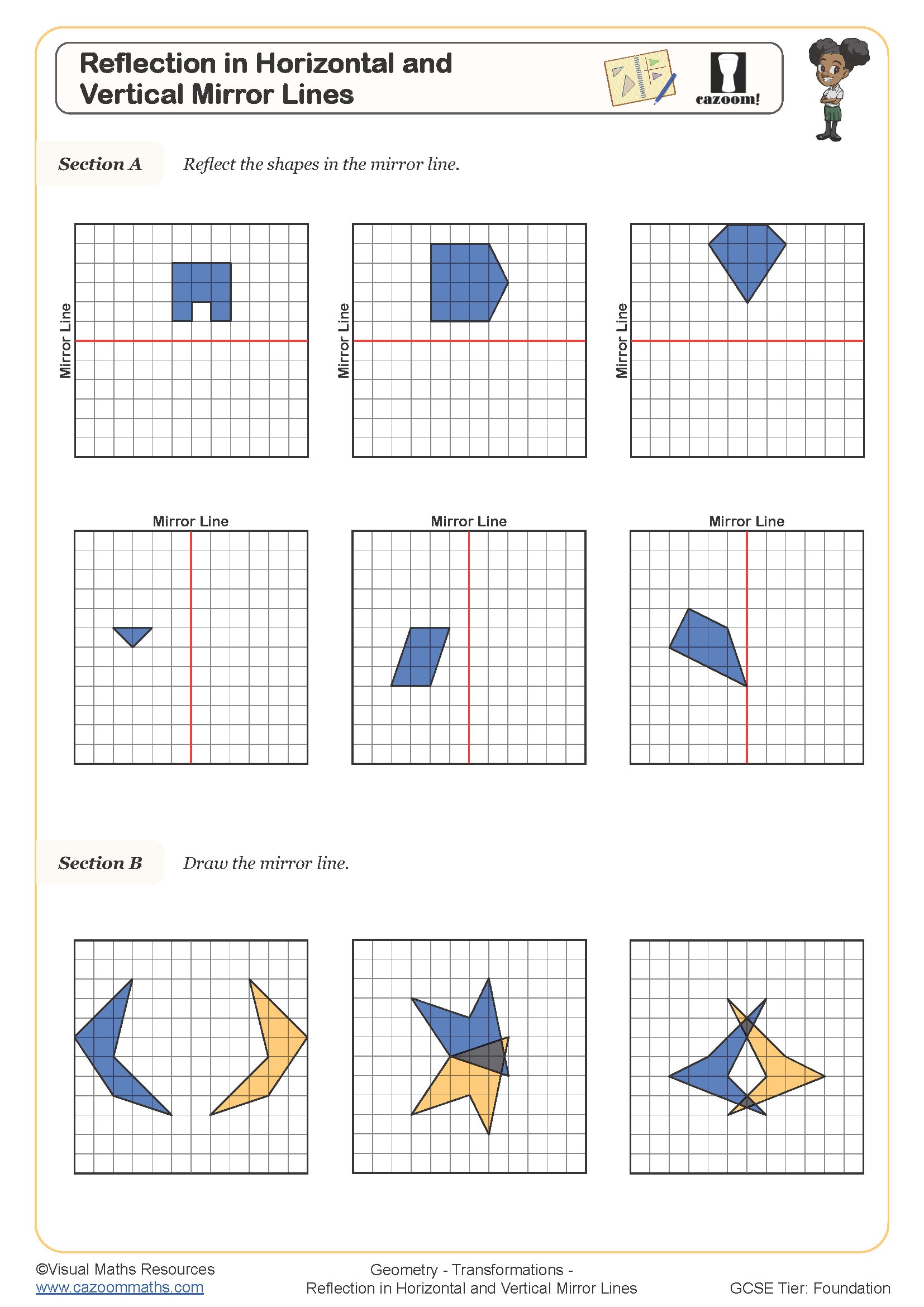 Preview of Refelction in Horizontal and Vertical Mirror Lines