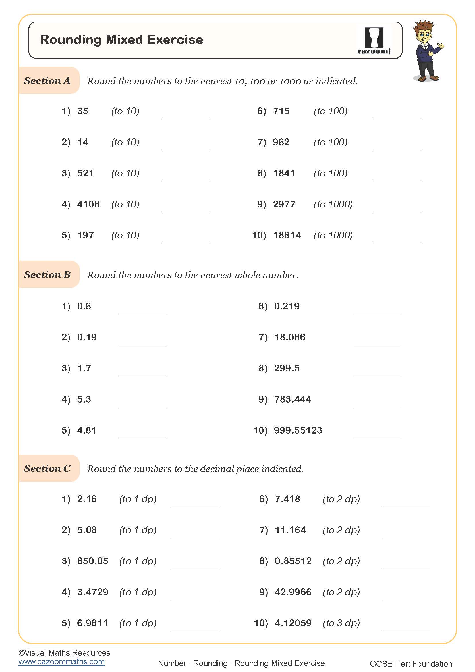 Preview of Rounding Mixed Exercise