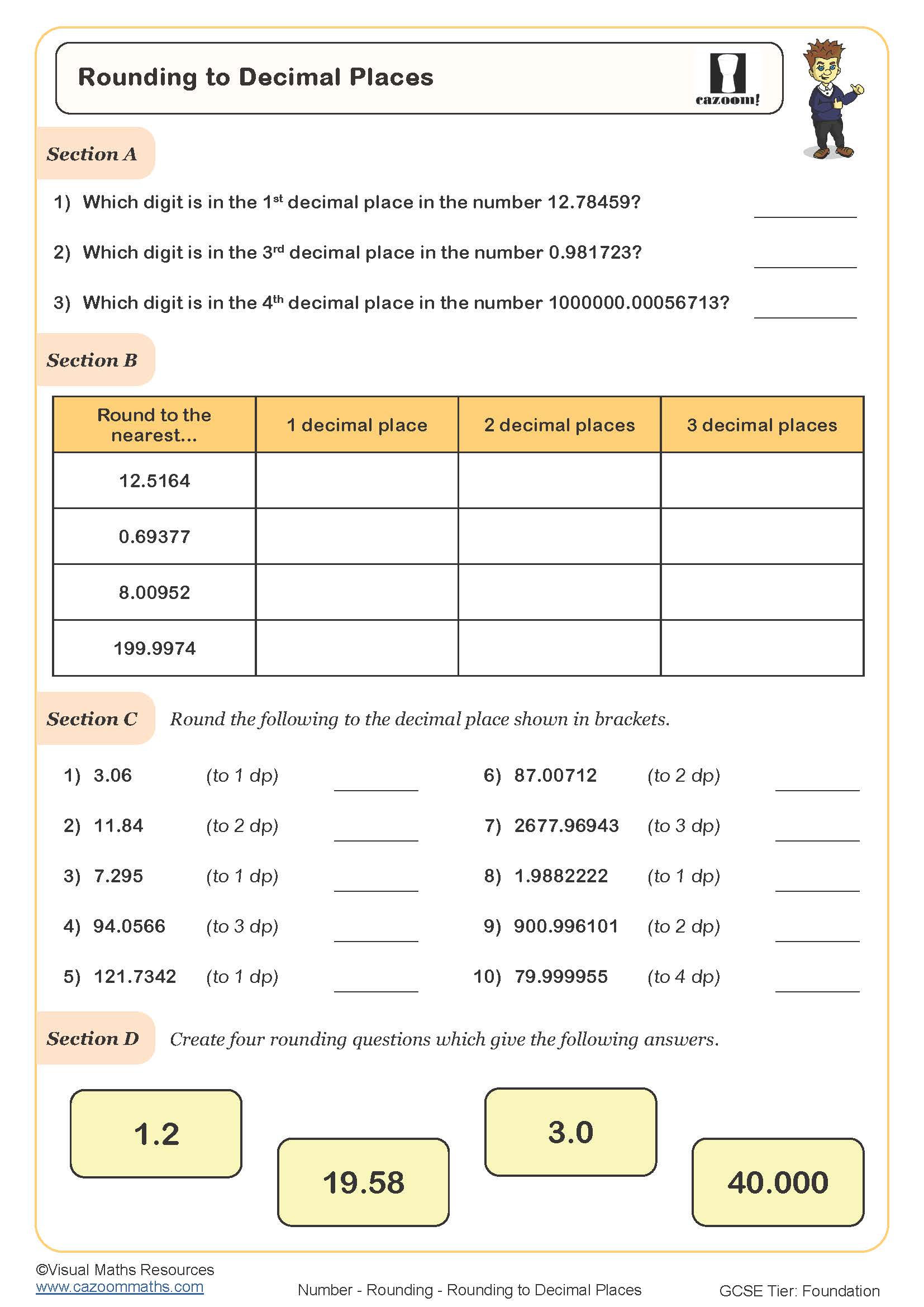 Preview of Rounding to Decimal Places