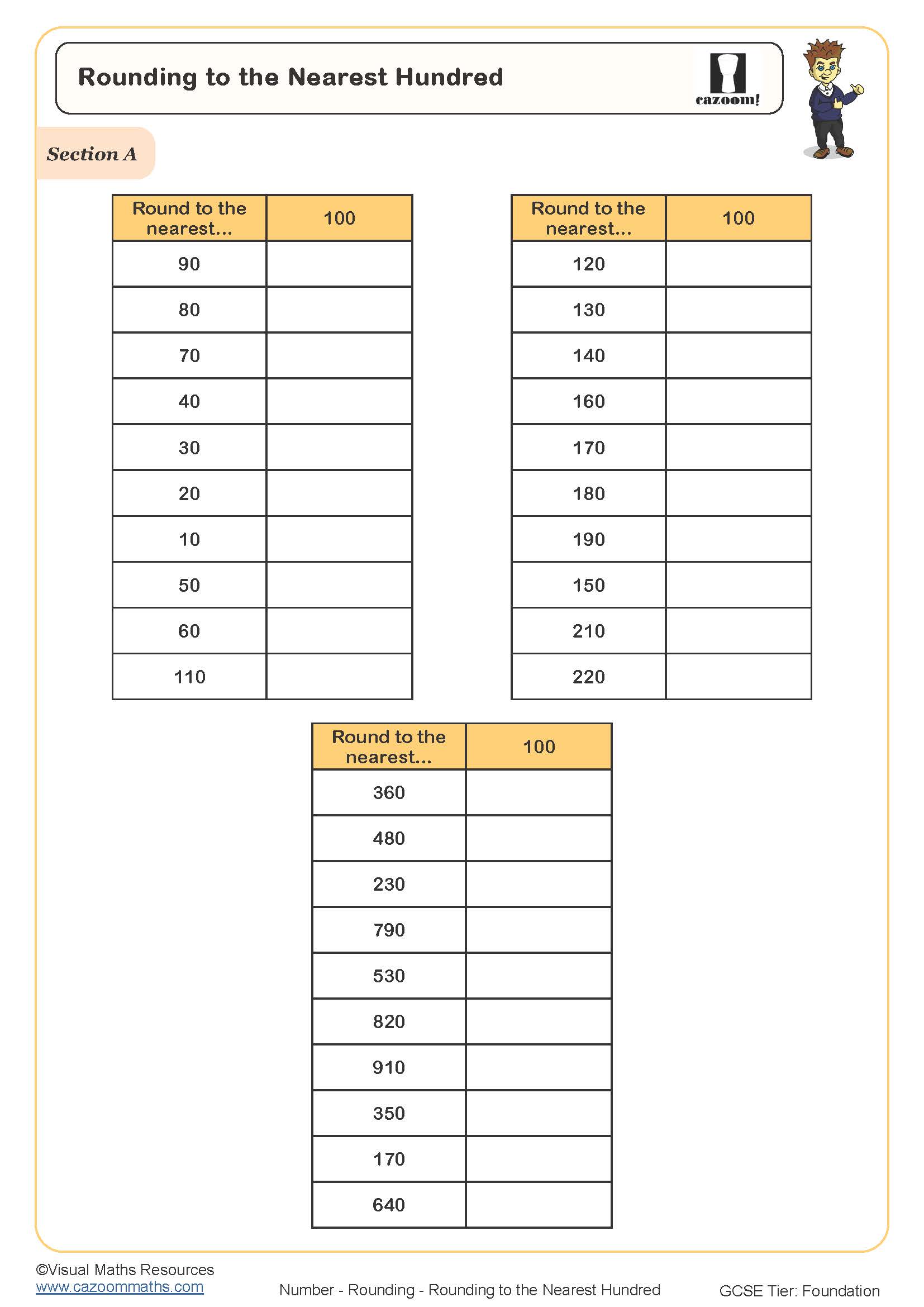 Rounding To The Nearest Hundred Worksheet
