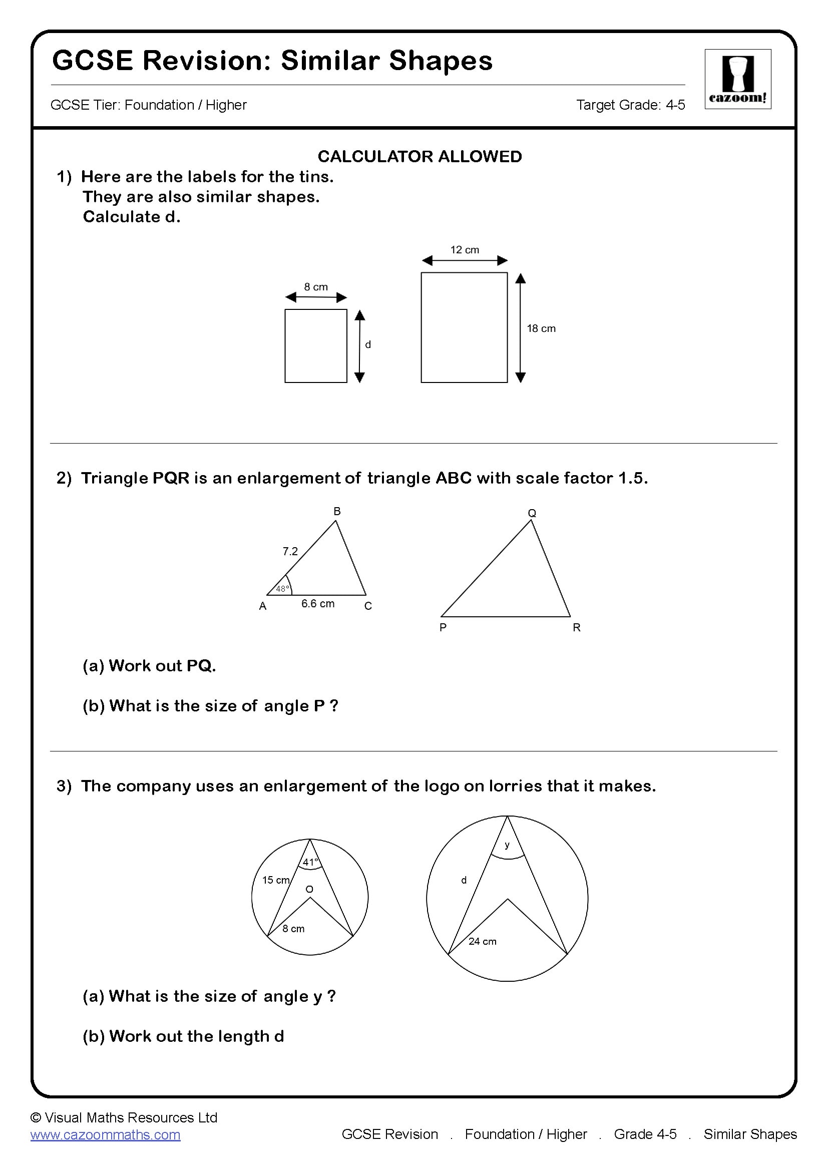Similar Shapes GCSE Maths Revision
