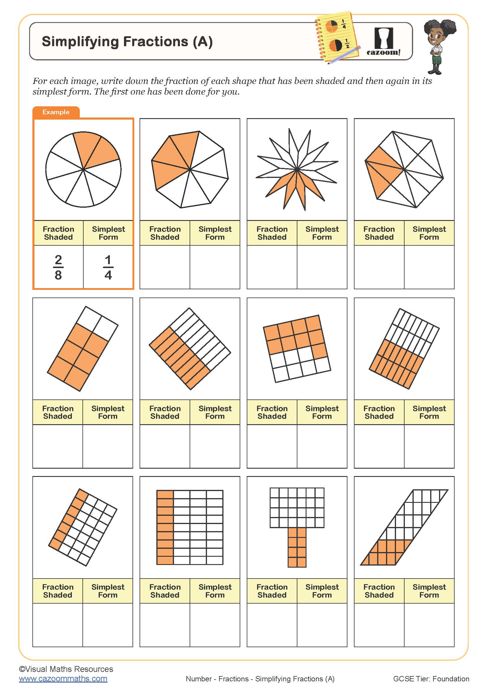 Preview of Simplifying fractions (A)