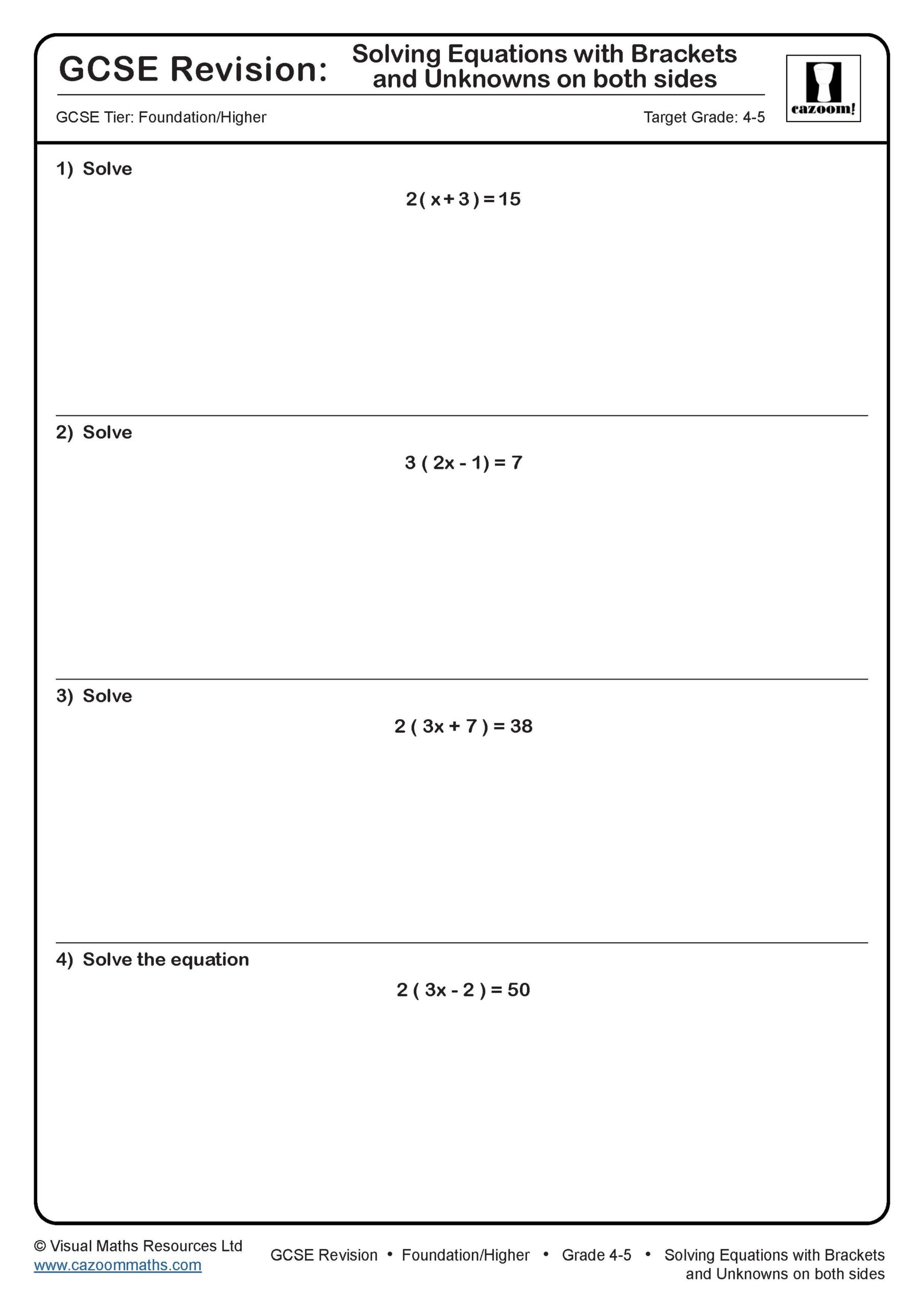 Solving Equations With Brackets And Unknowns On Both Sides GCSE Maths Revision Scaled