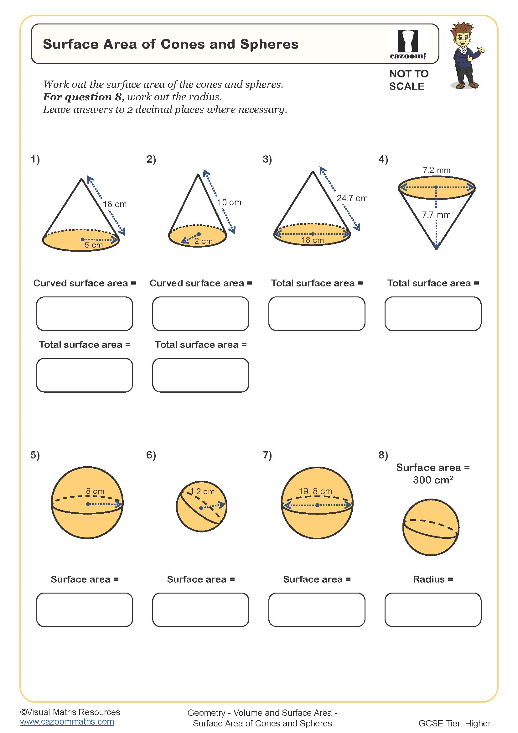 Preview of Surface Area of Cones and Spheres