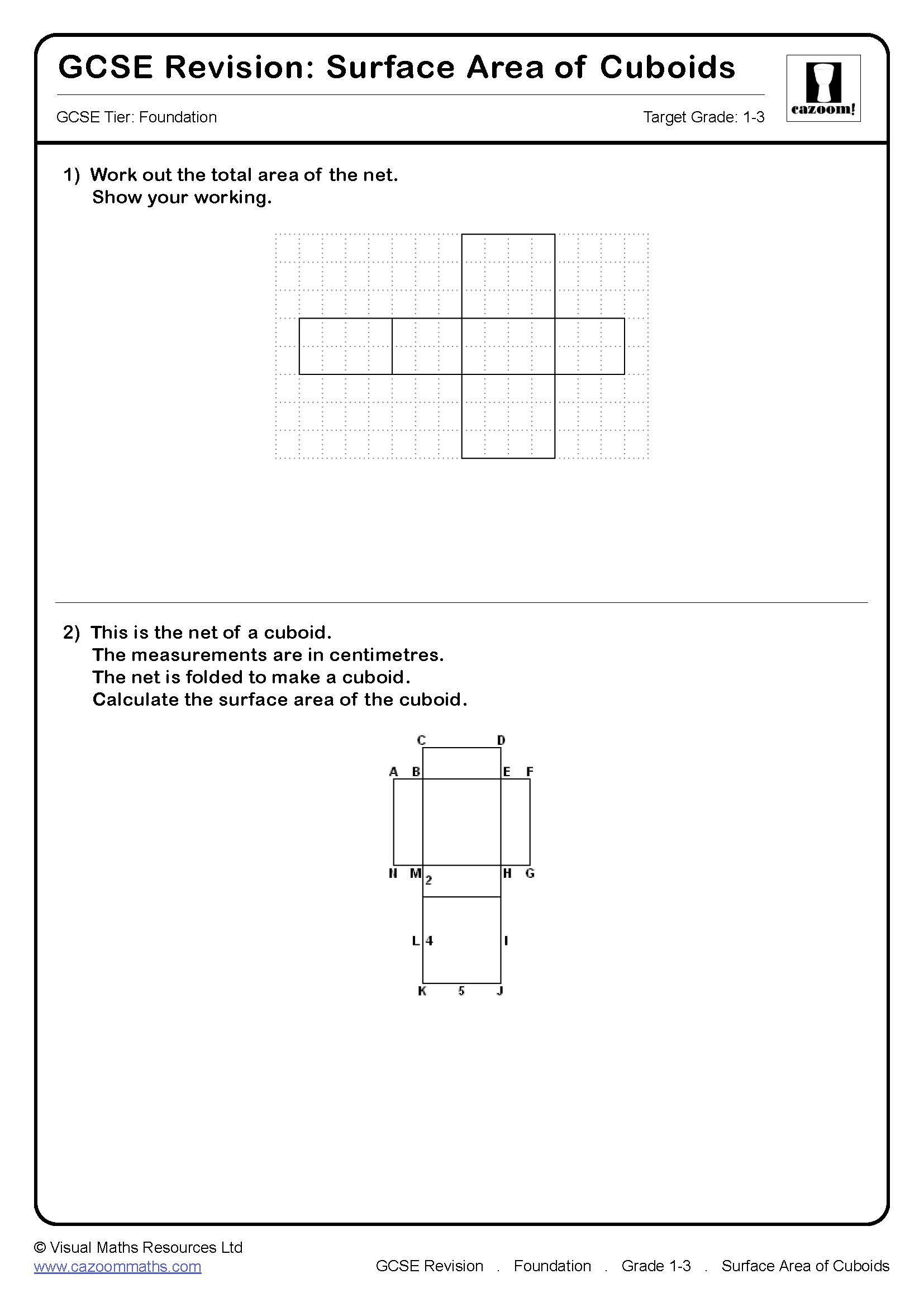 Surface Area Of Cuboids GCSE Maths Revision