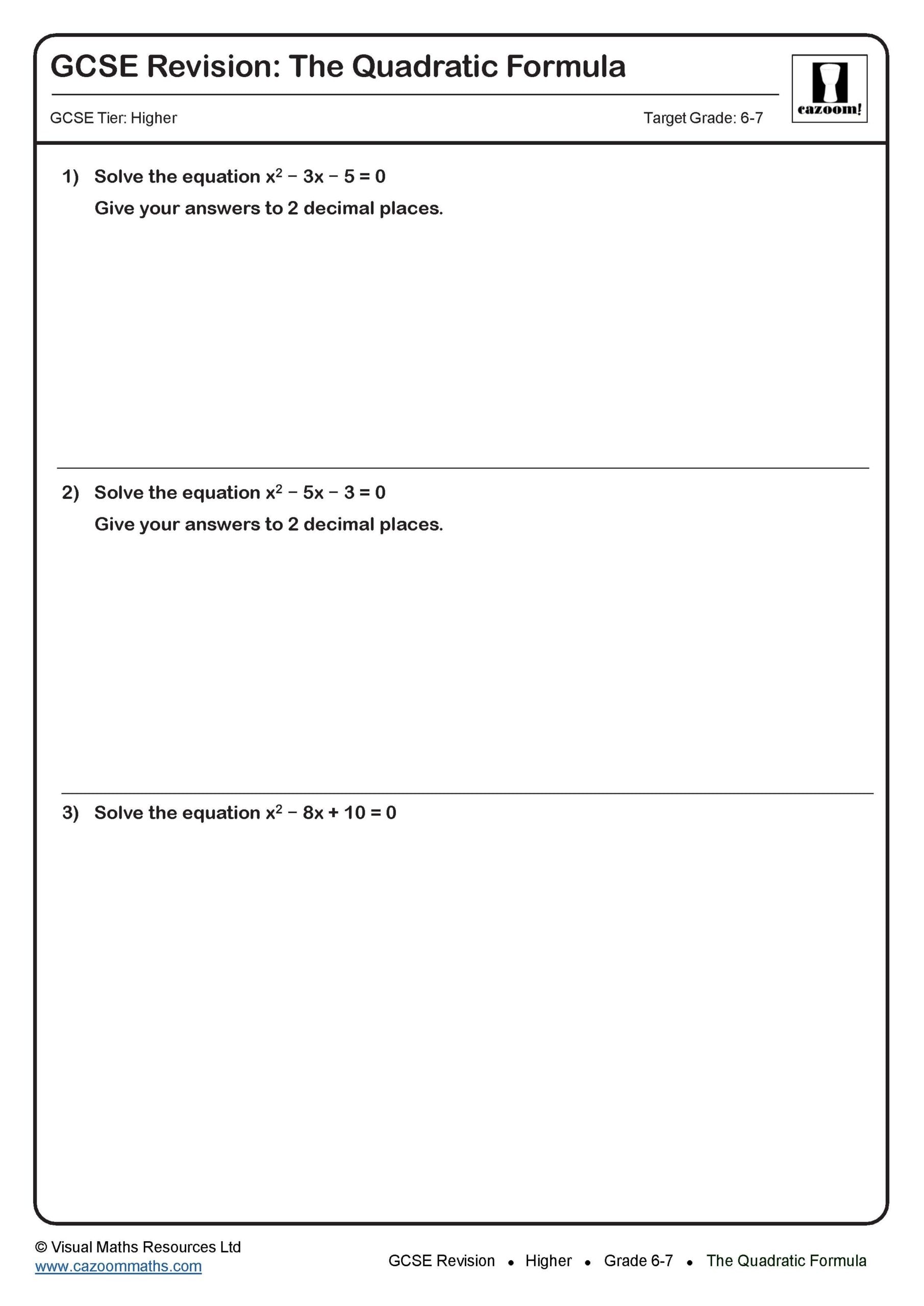 The Quadratic Formula GCSE Maths Revision Scaled