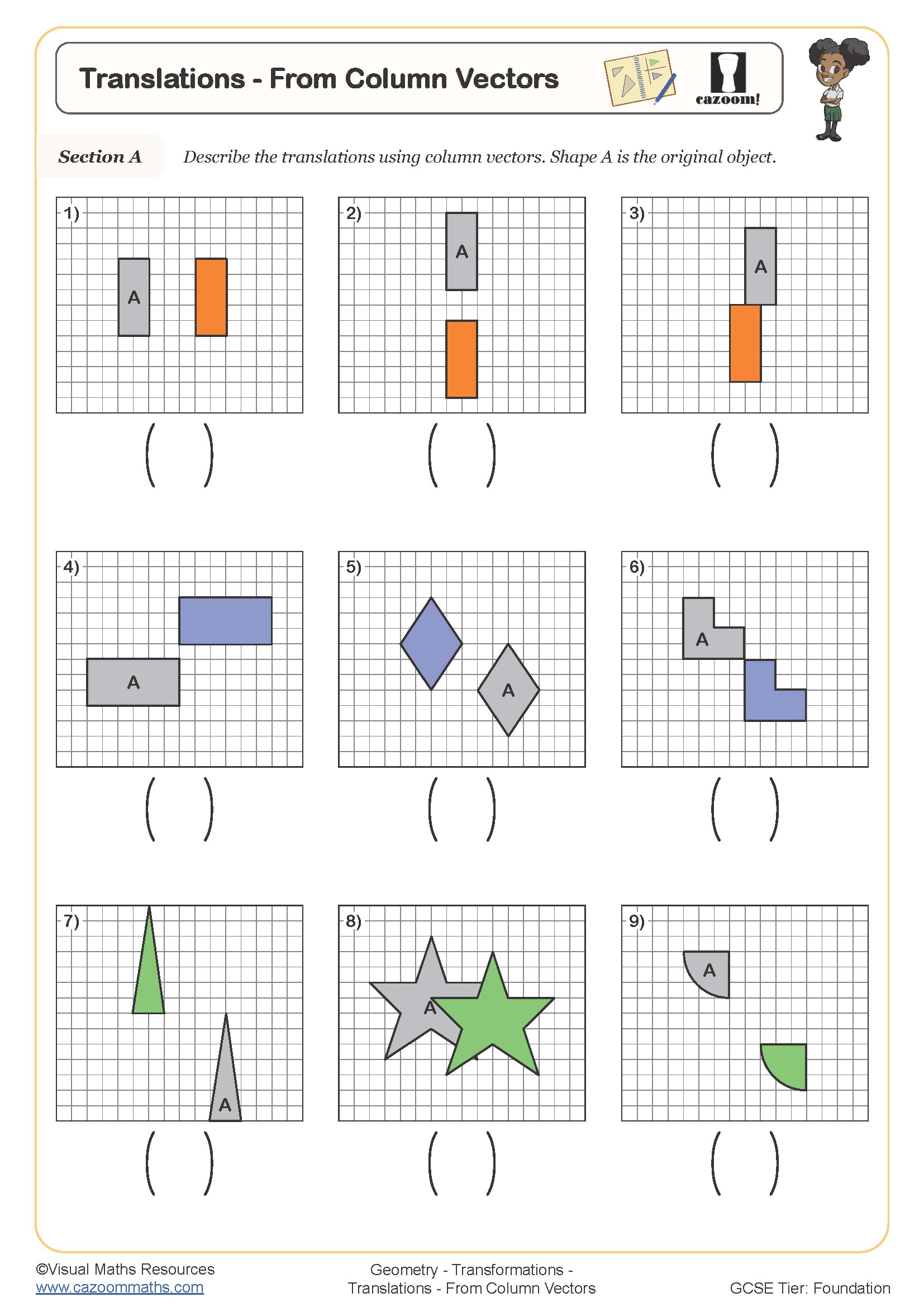 Preview of Translations - from Column Vectors