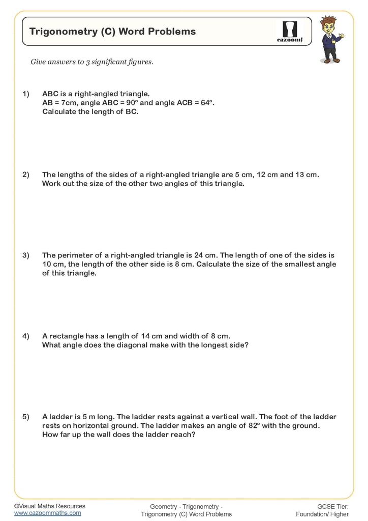 Trigonometric Graphs A Worksheet Printable PDF Worksheets