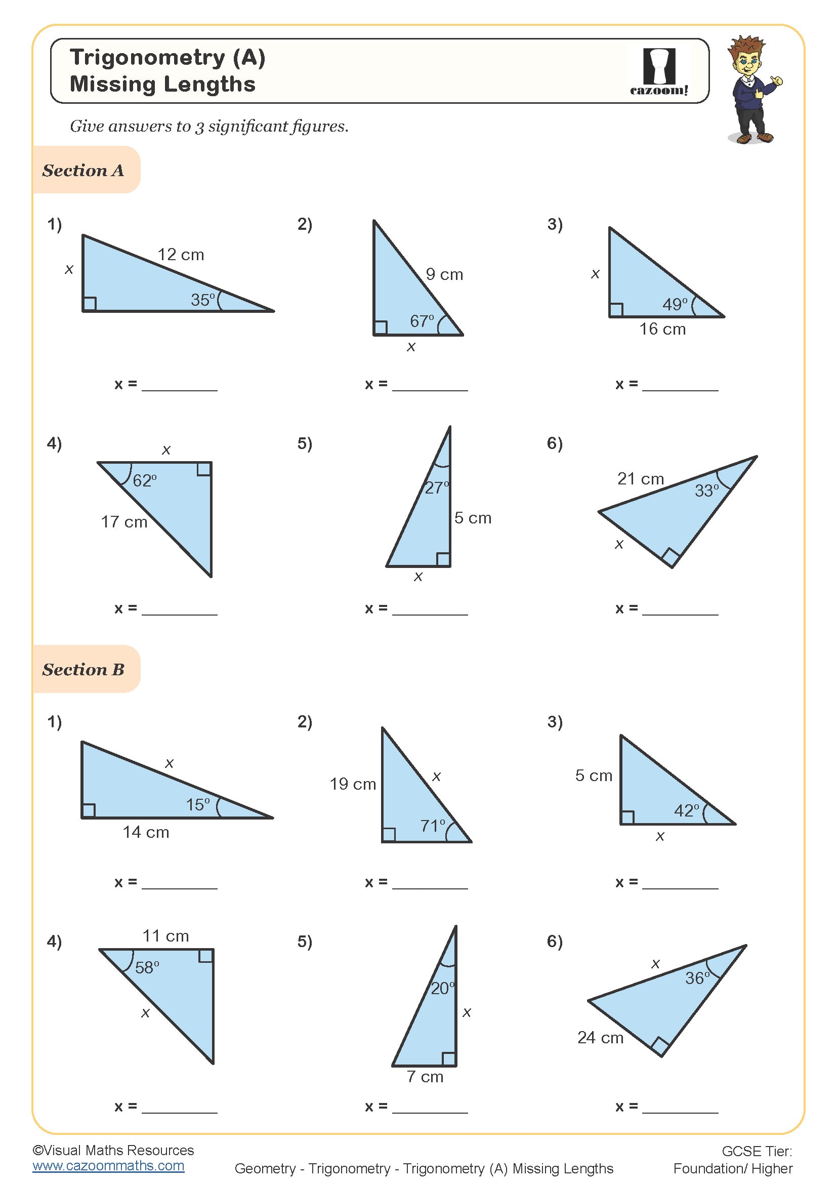 Preview of Trigonometry (A) Missing Lengths