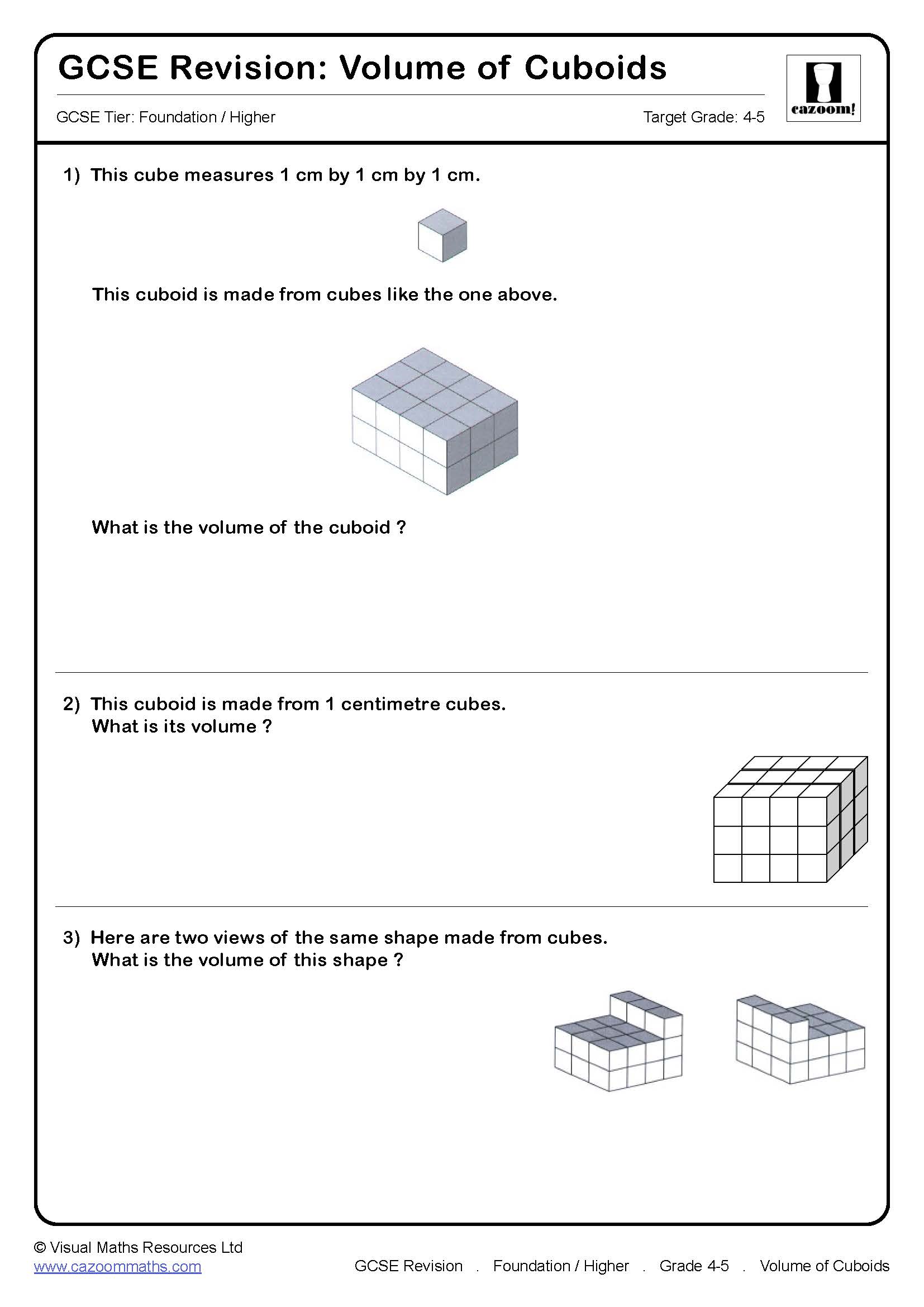 Volume Of Cuboids GCSE Maths Revision