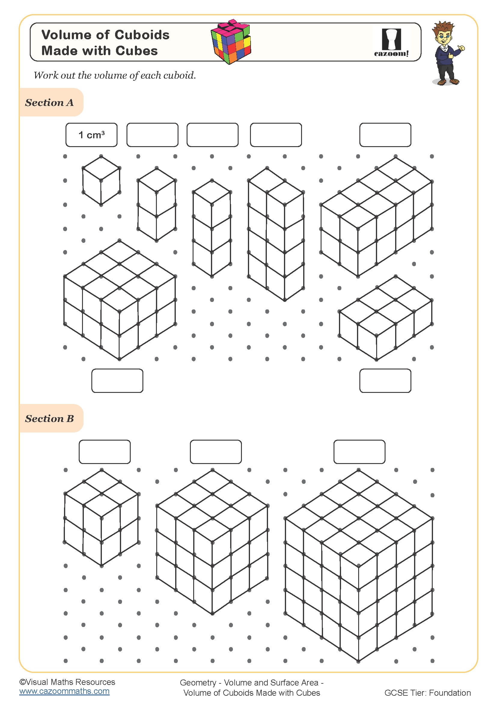 Preview of Volume of Cuboids made with Cubes