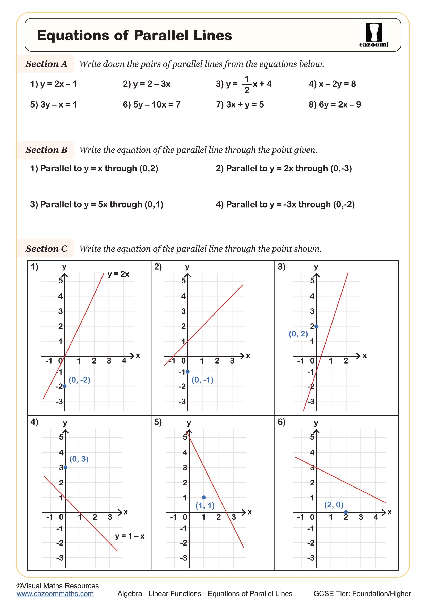 Preview of Equations of Parallel Lines