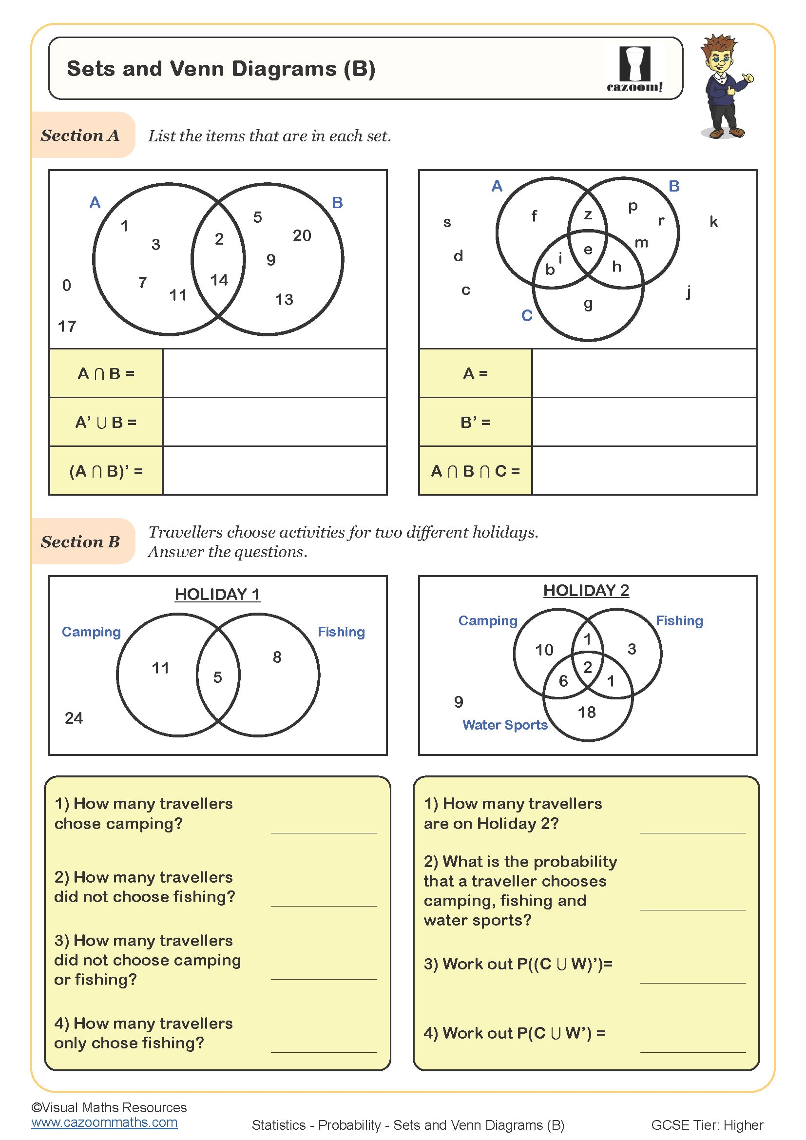 Preview of Sets and Venn Diagrams (B)