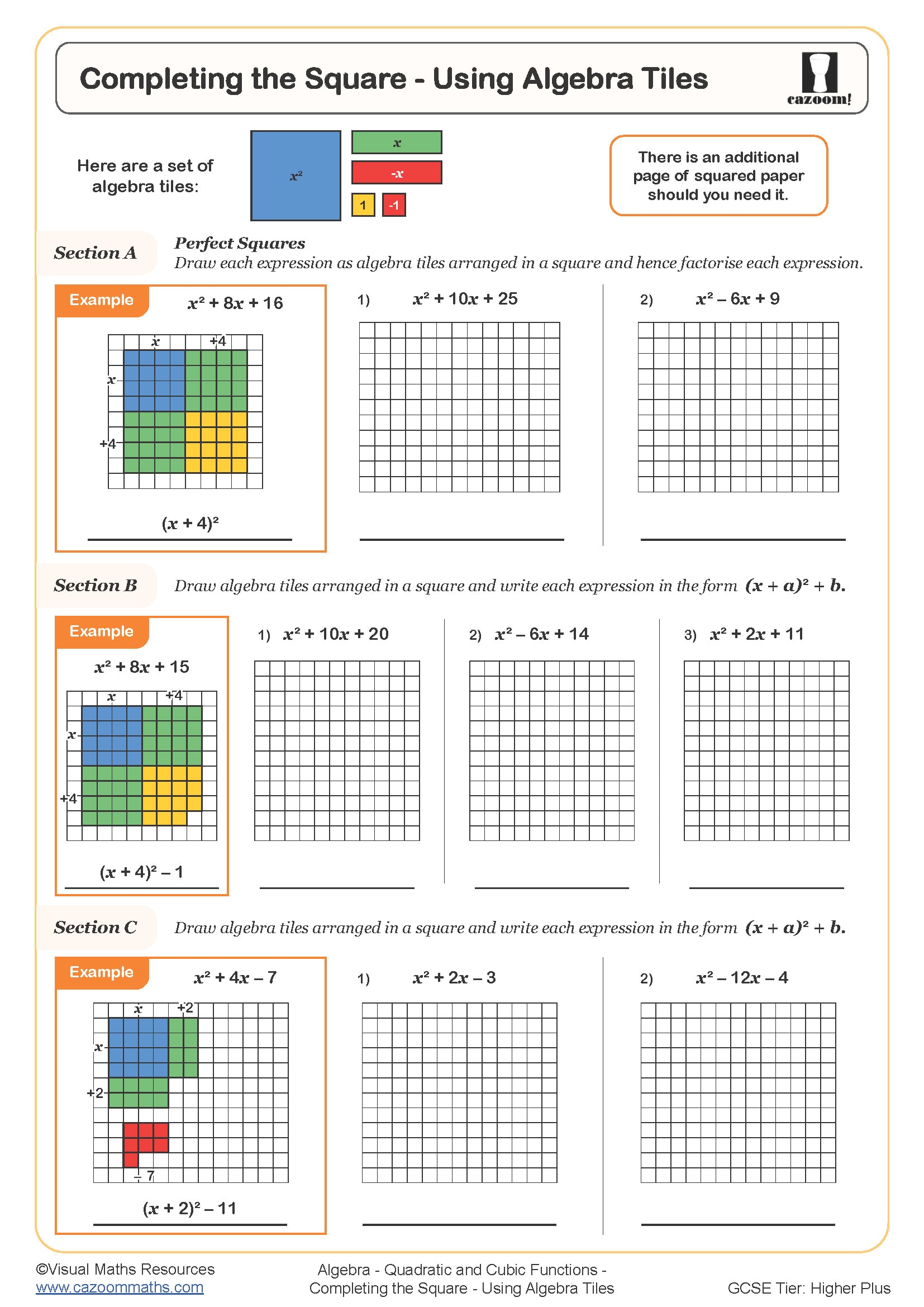 Preview of Completing the Square - Using Algebra Tiles