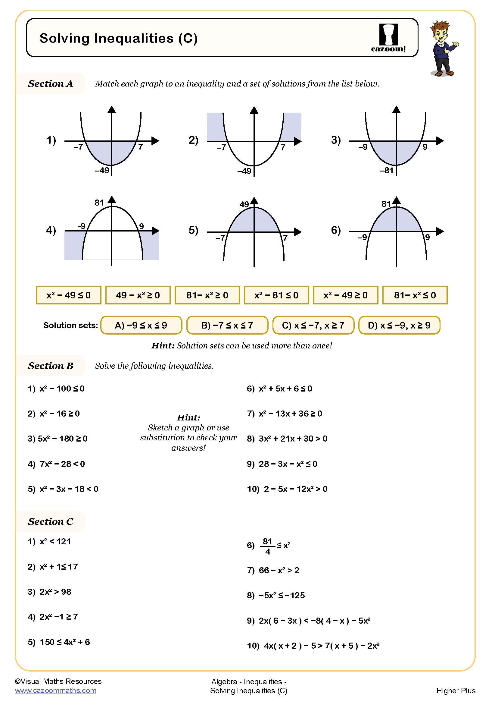 Preview of Solving Inequalities (C)
