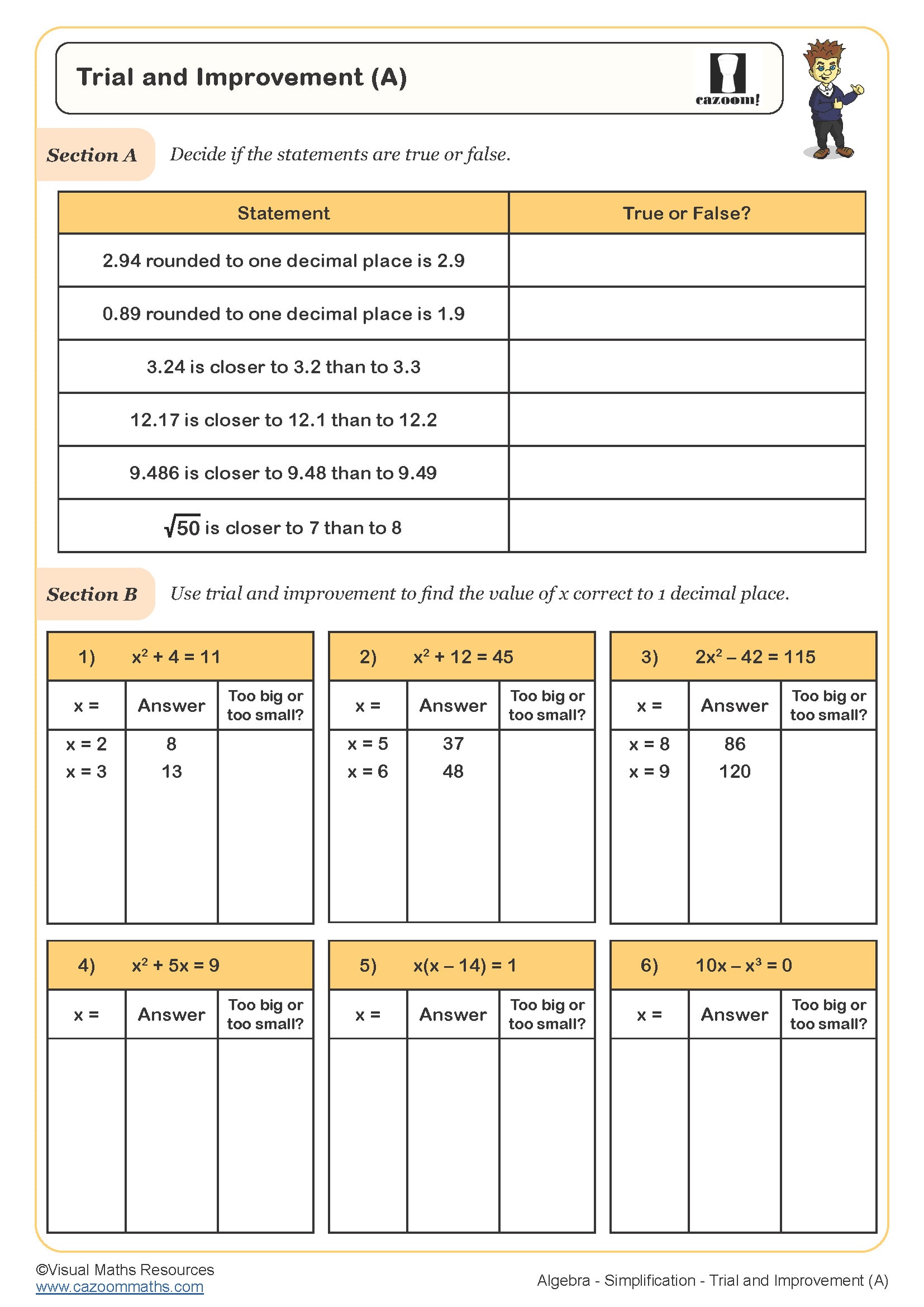 Preview of Trial and Improvement (A)
