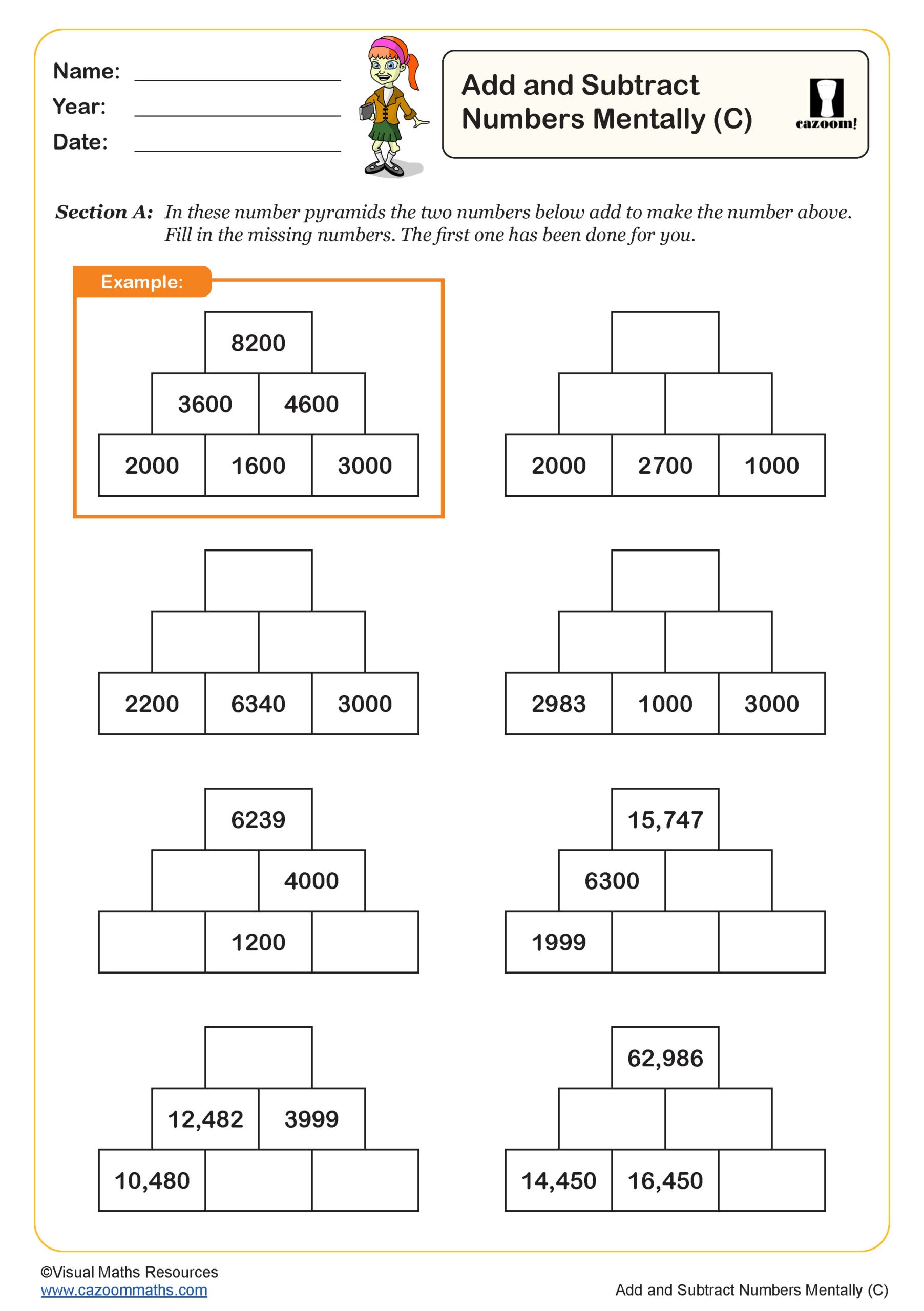 Preview of Add and subtract numbers mentally (C)