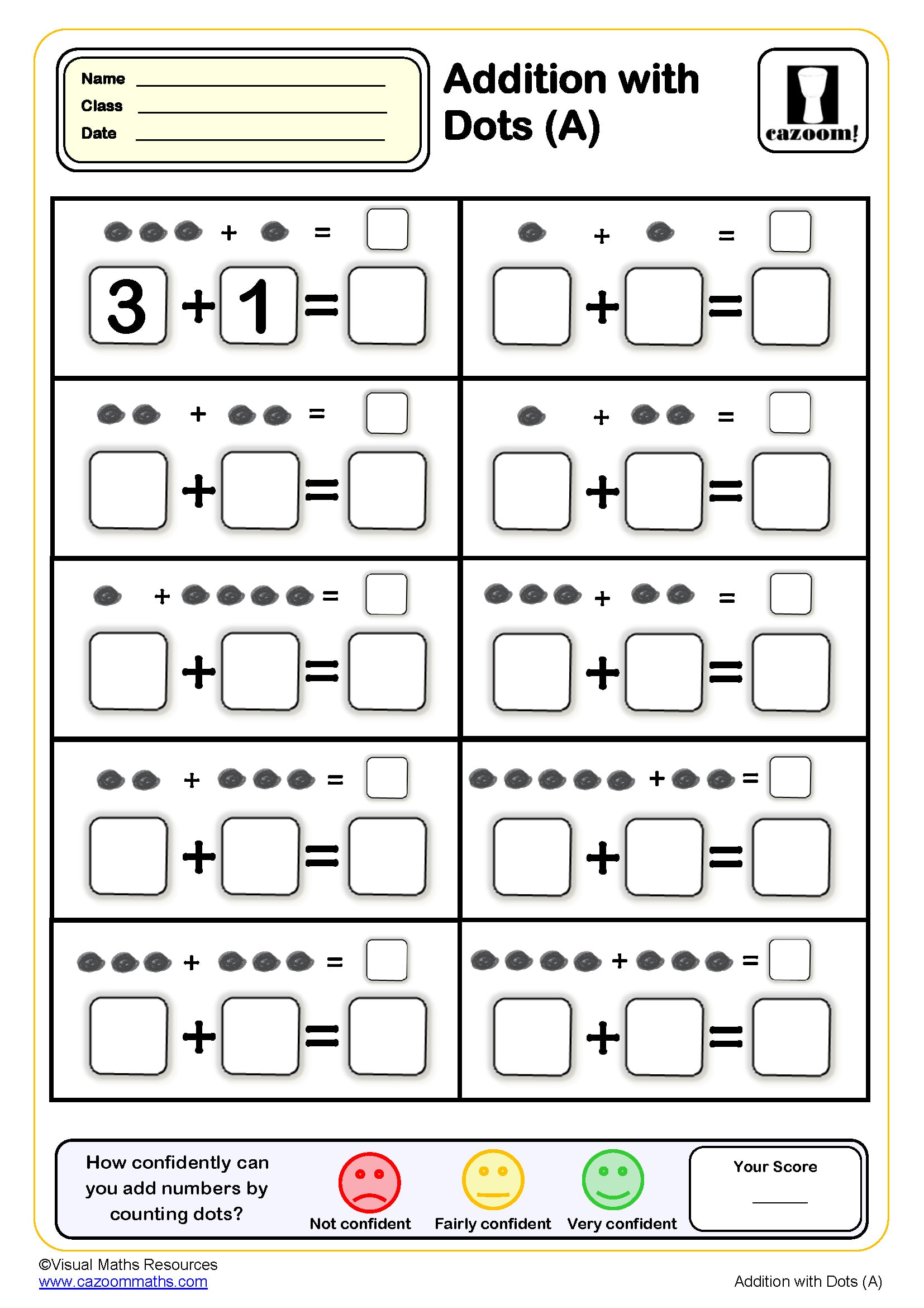 Adding With Dots A Worksheet