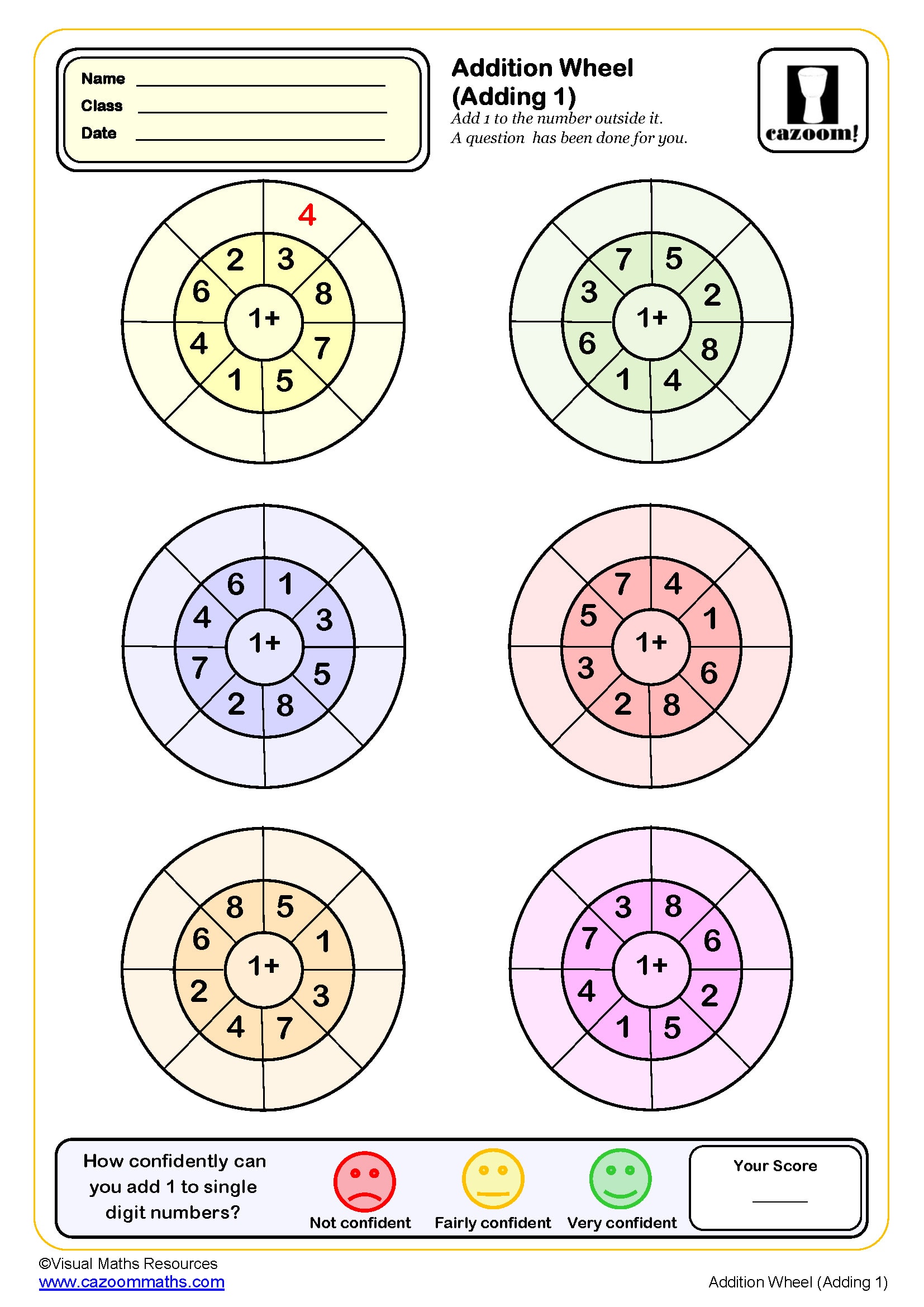 Preview of Addition Wheels (adding 1)