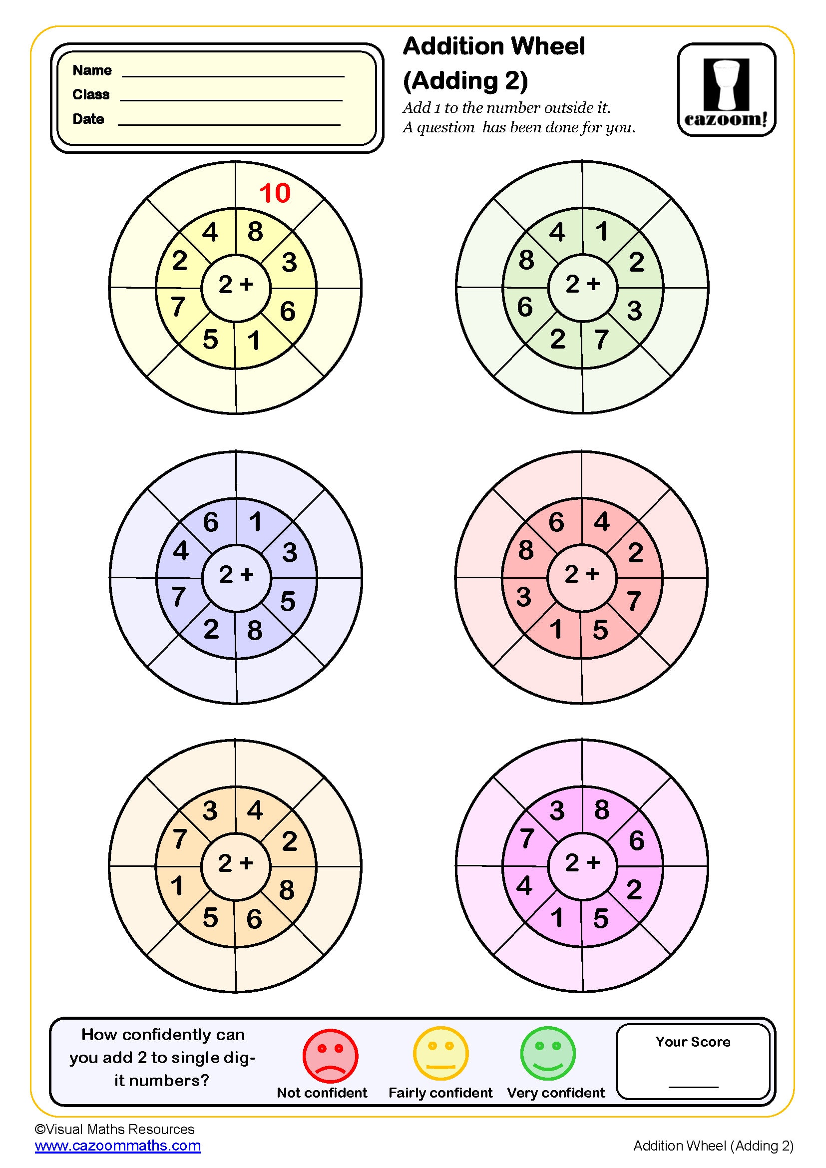 Preview of Addition Wheels (adding 2)