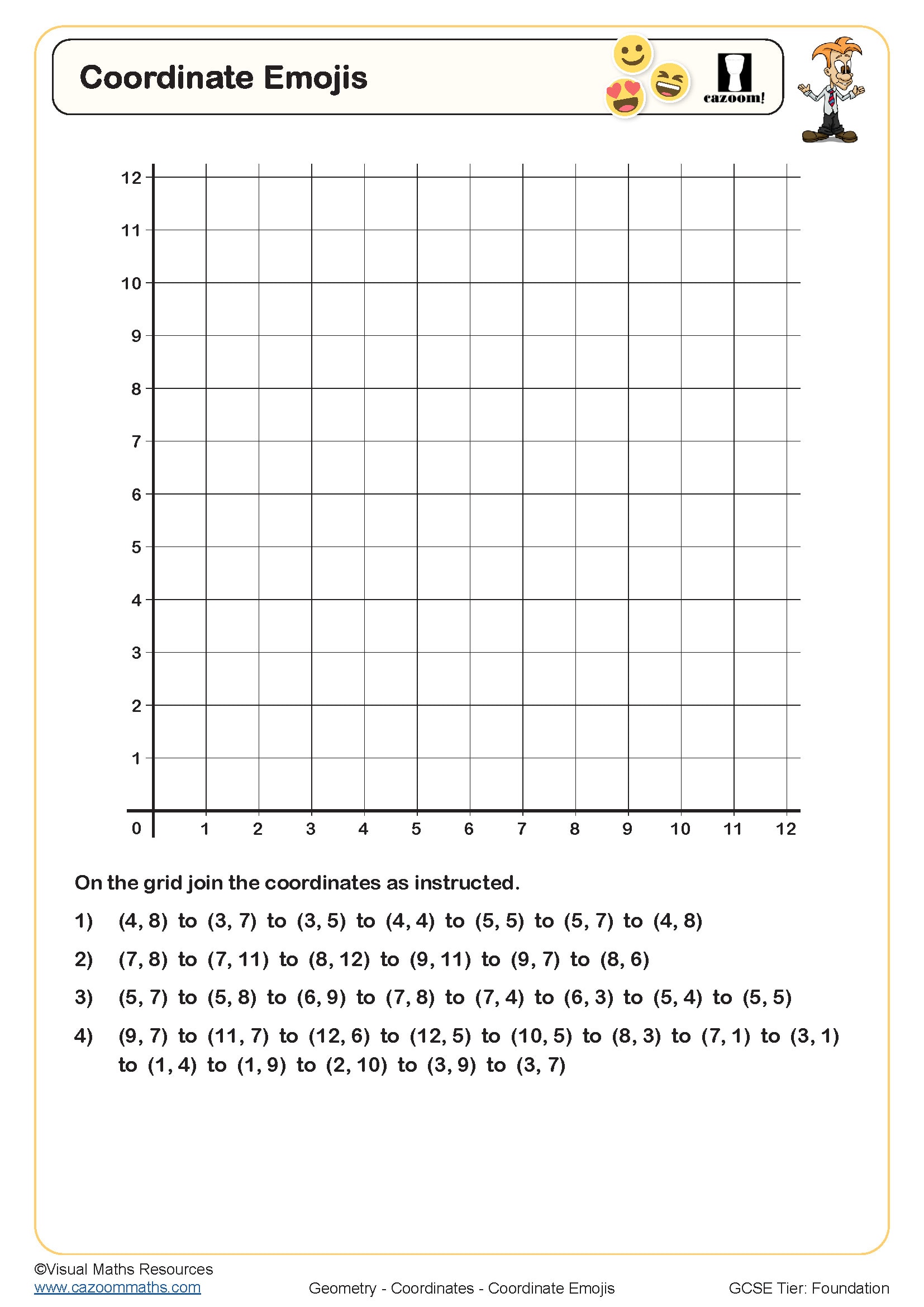 Coordinate Emojis Worksheet