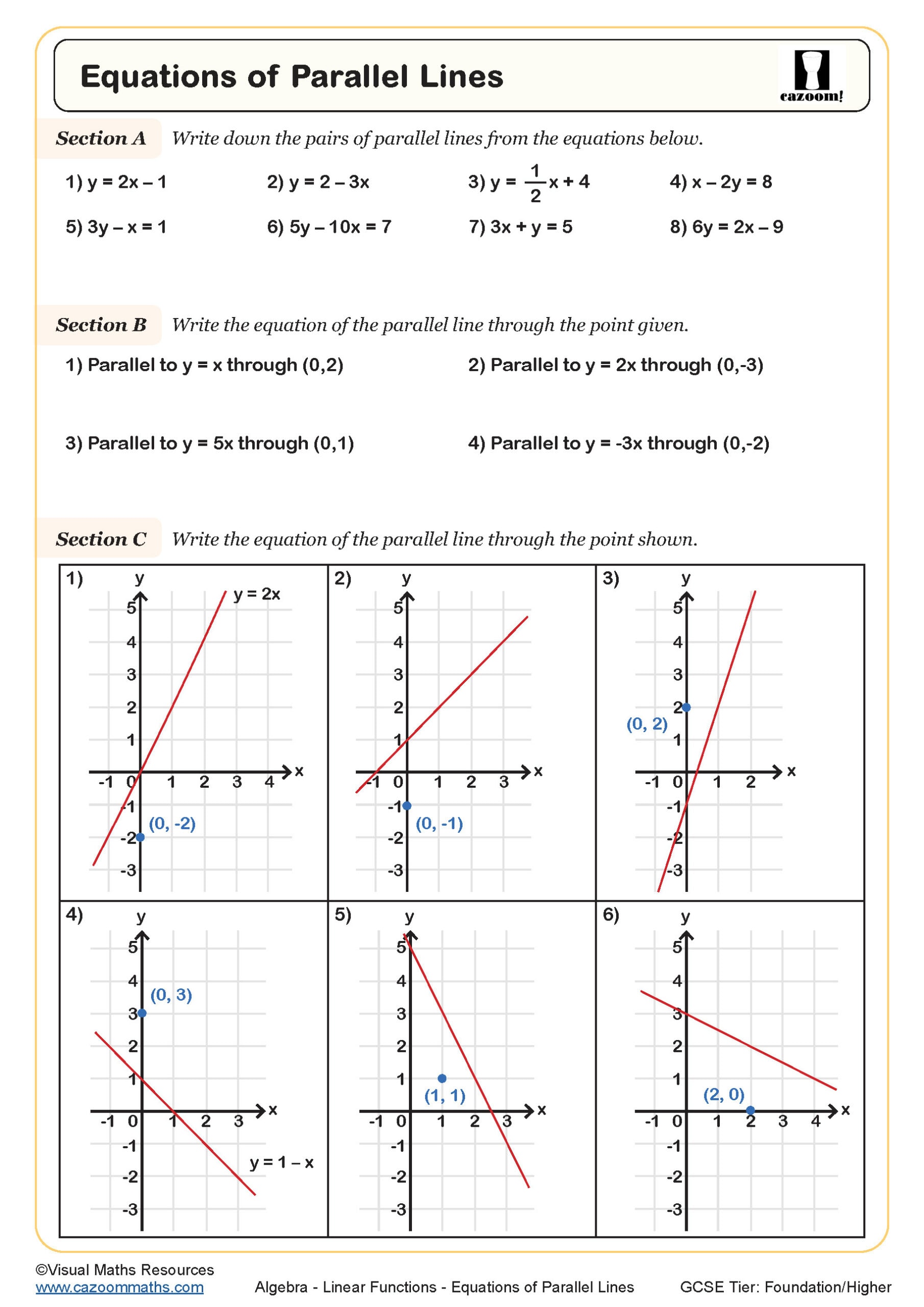 Equation Of Parallel Lines Worksheet Scaled